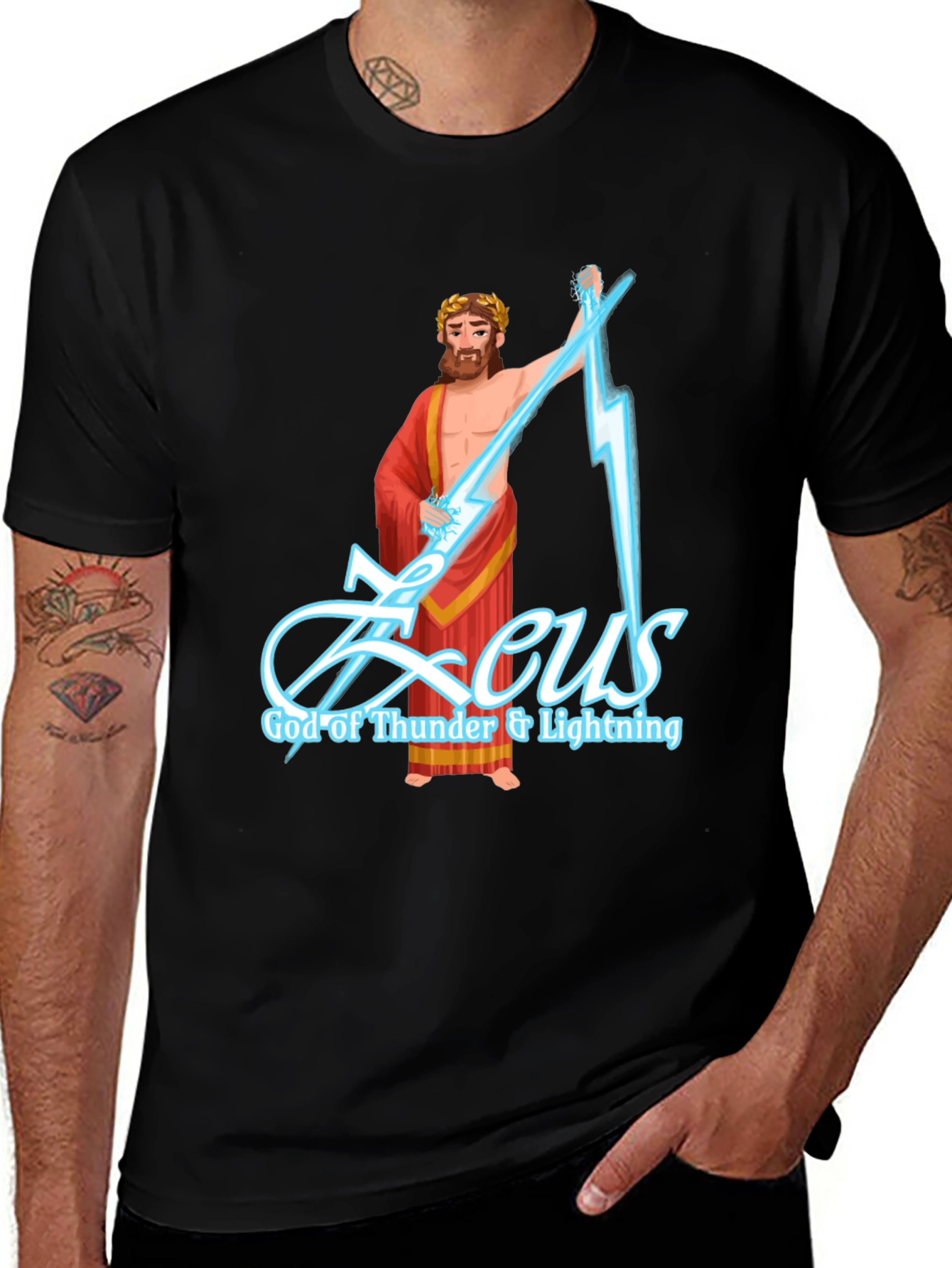 Zeus God of Thunder & Lightning Graphic T-Shirt