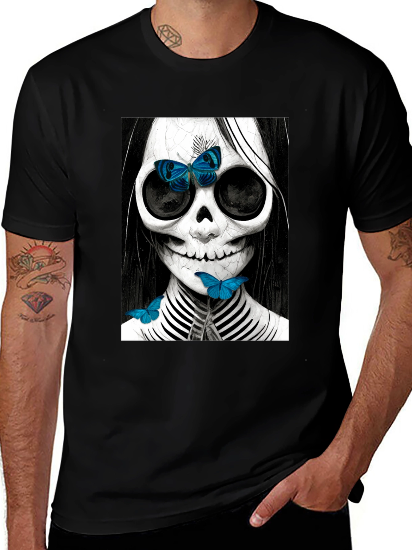 Variant 11 of Skull & Butterfly Graphic Tee - Unique Fashion
