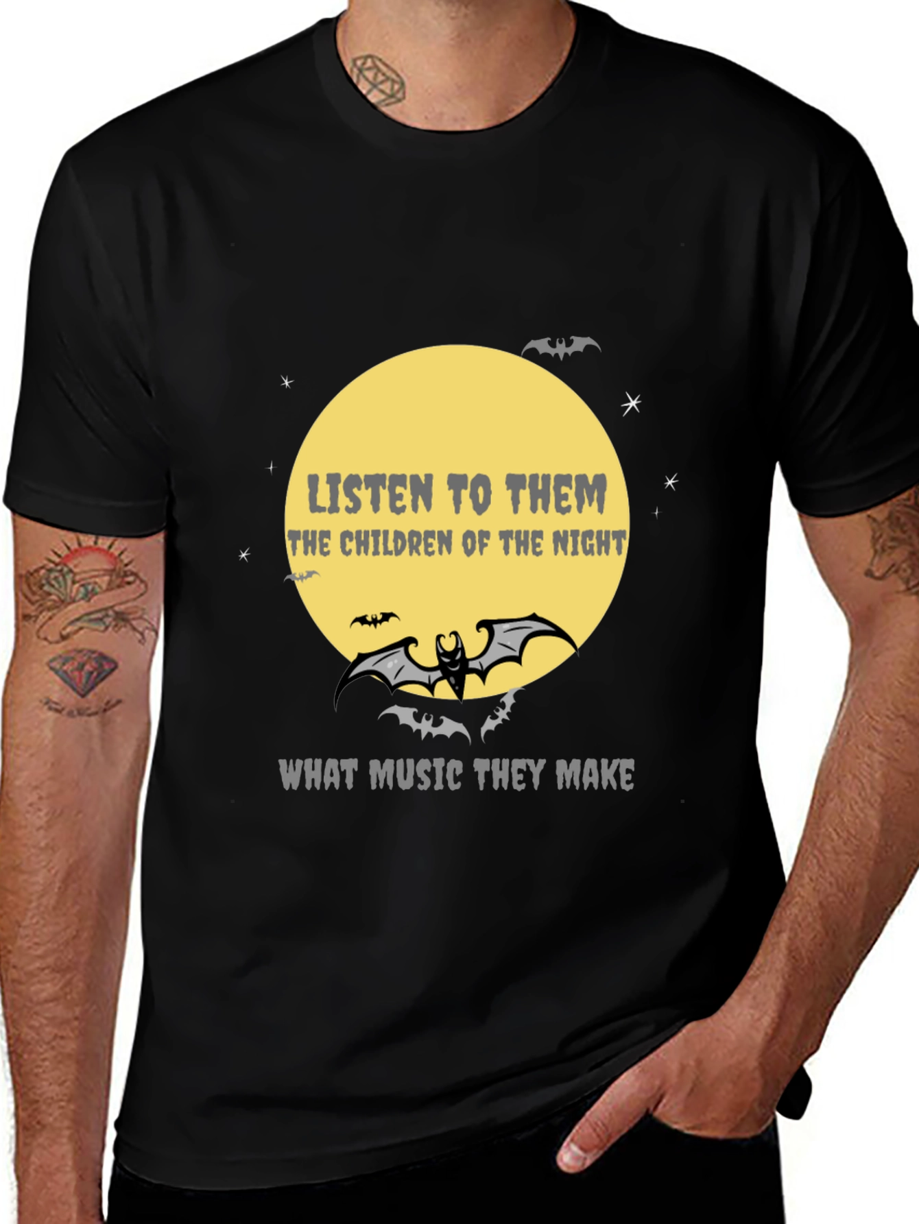 Black Listen to Them T-Shirt - Gothic Bat Design main image