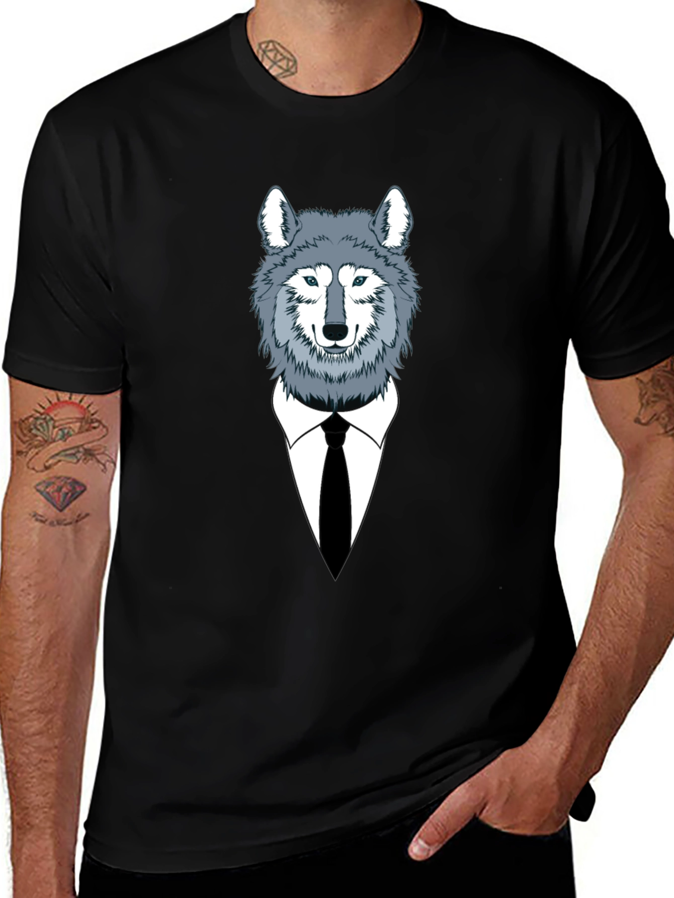 Variant 15 of Wolf in Suit Graphic Tee - Stylish Mens T-Shirt