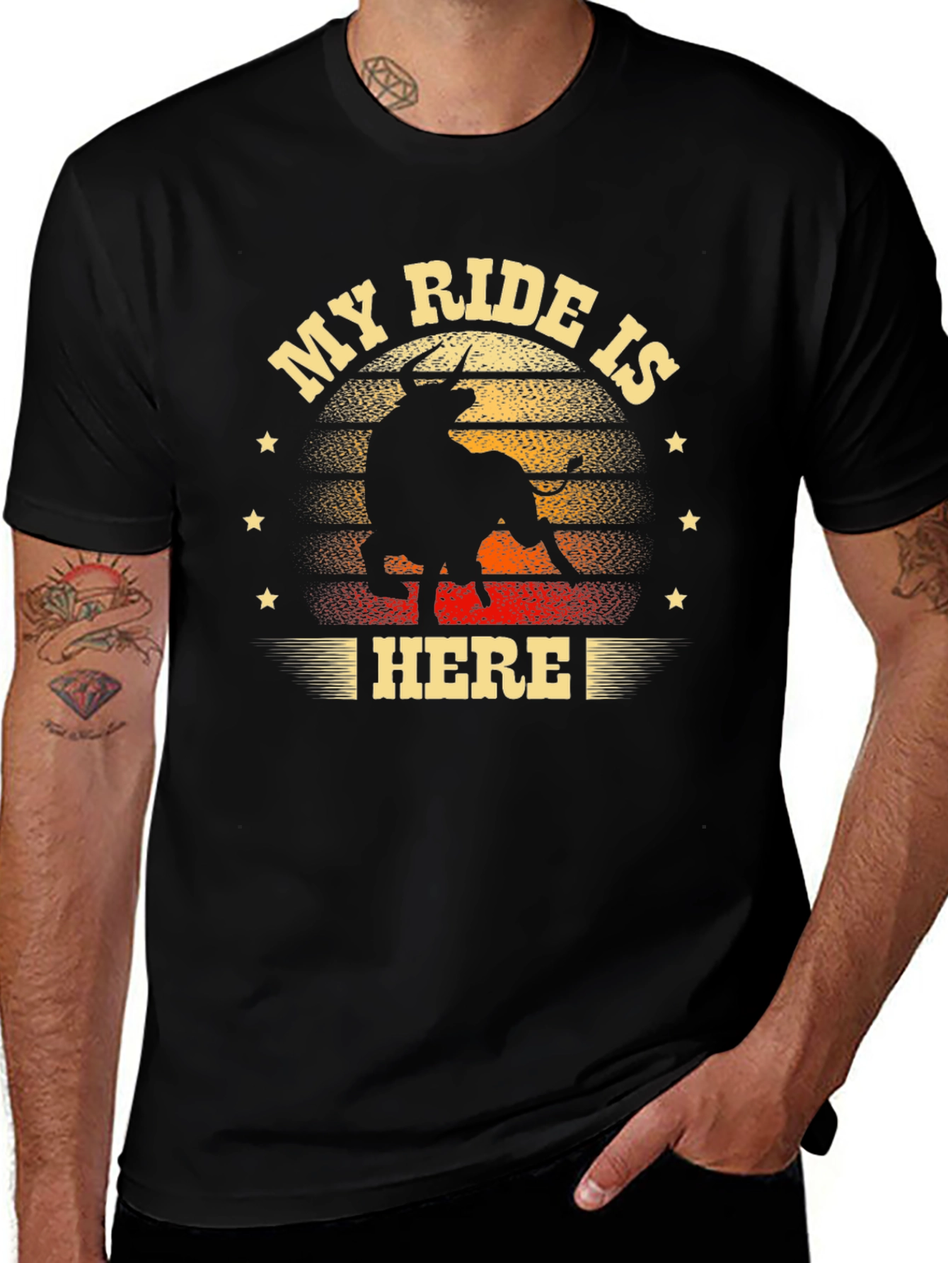 Variant 15 of My Ride is Here Bull T-Shirt