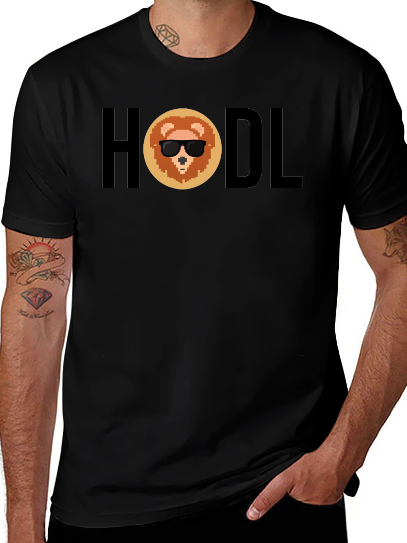 Variant 19 of HODL Crypto Lion Black T-Shirt