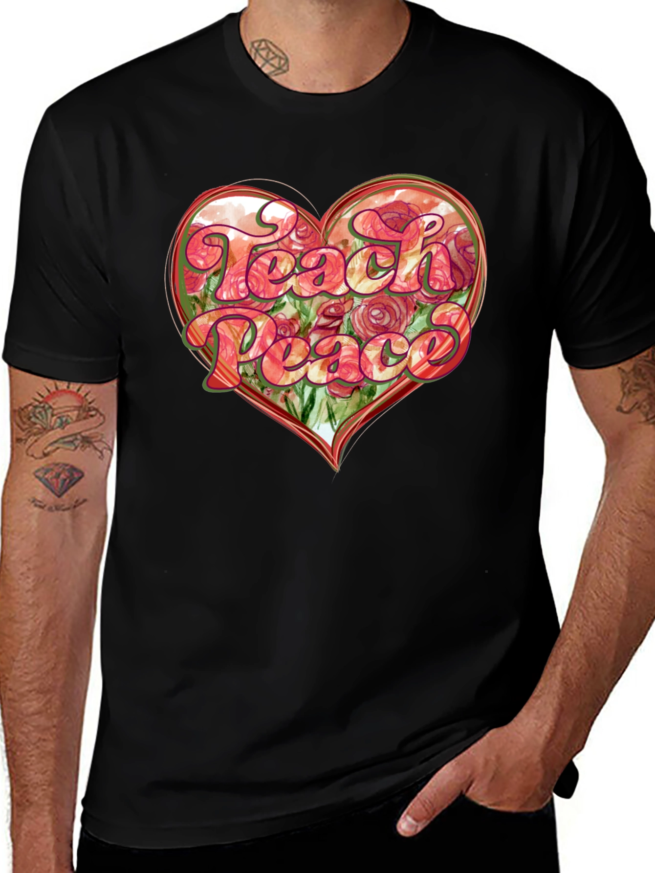Variant 28 of Teach Peace Heart Graphic T-Shirt