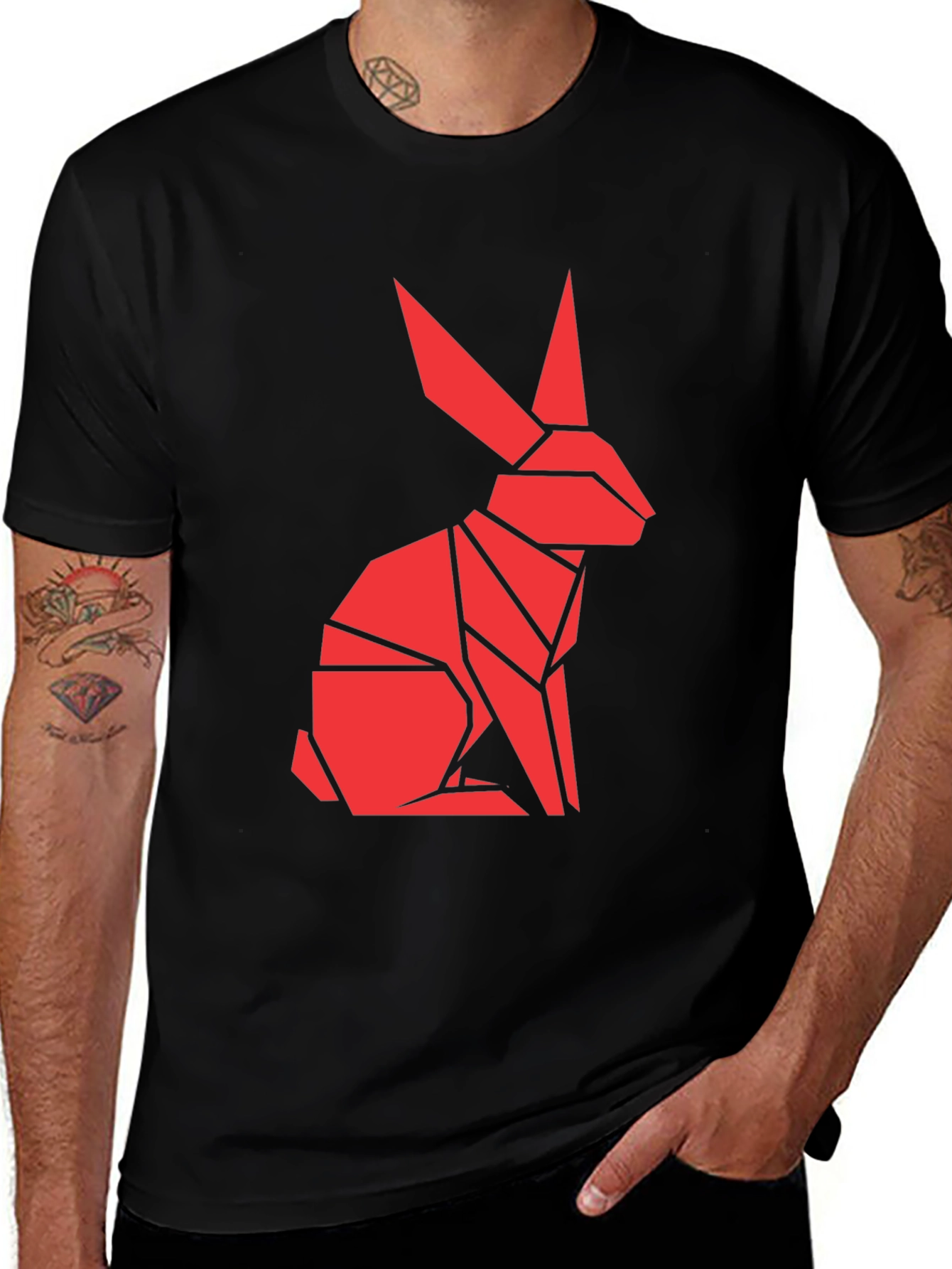 Variant 19 of Origami Rabbit Graphic T-Shirt - Unique Design