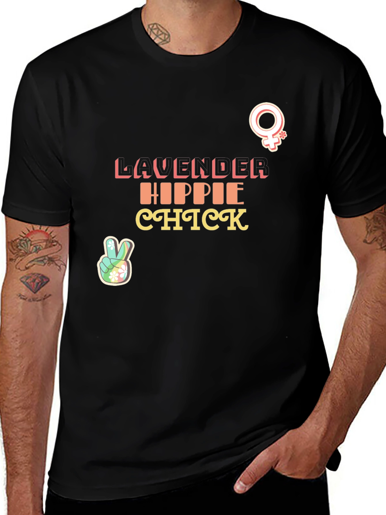 Lavender Hippie Chick Graphic T-Shirt