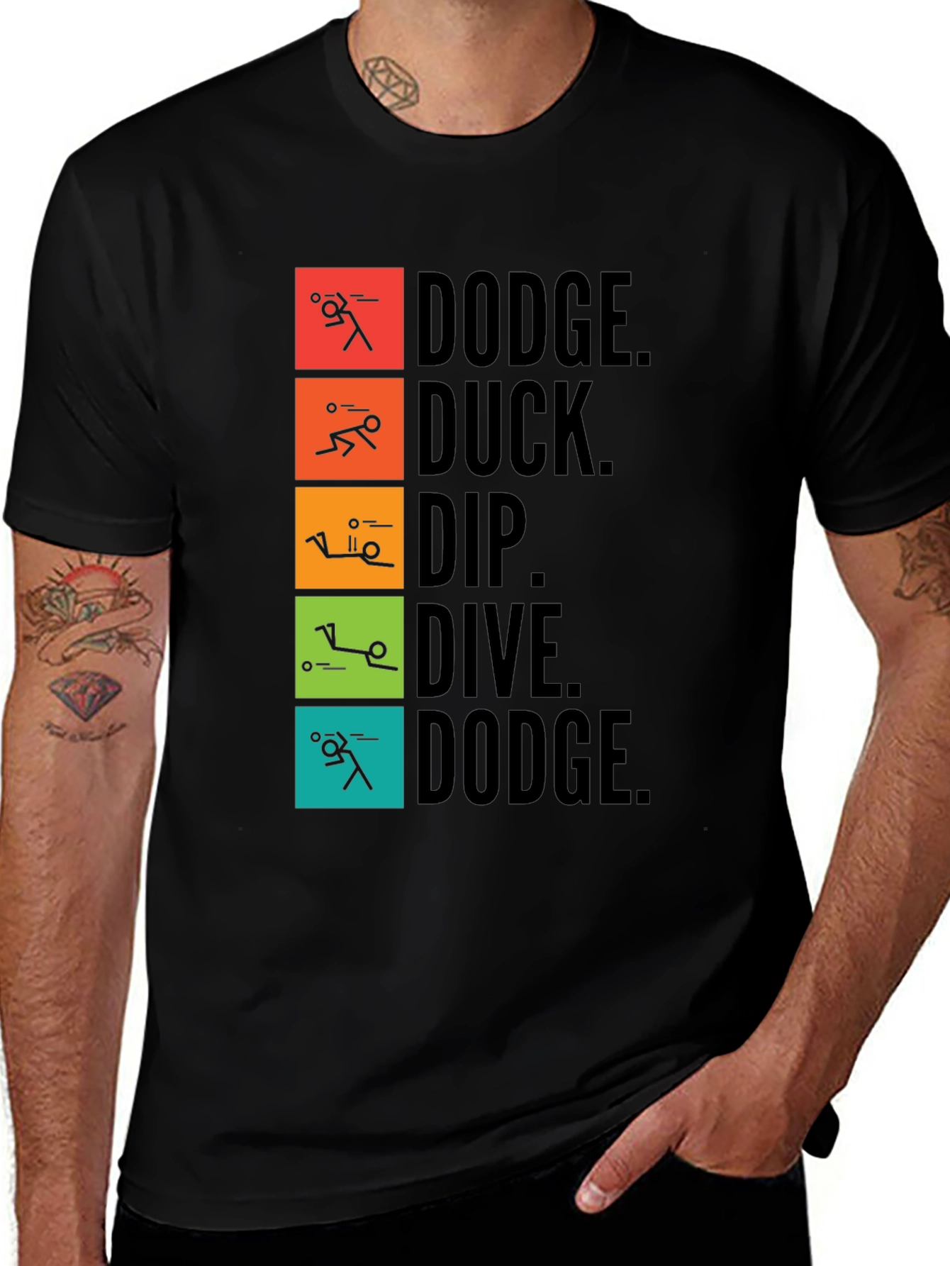 Variant 18 of Dodgeball T-Shirt: Dodge, Duck, Dip, Dive, Dodge