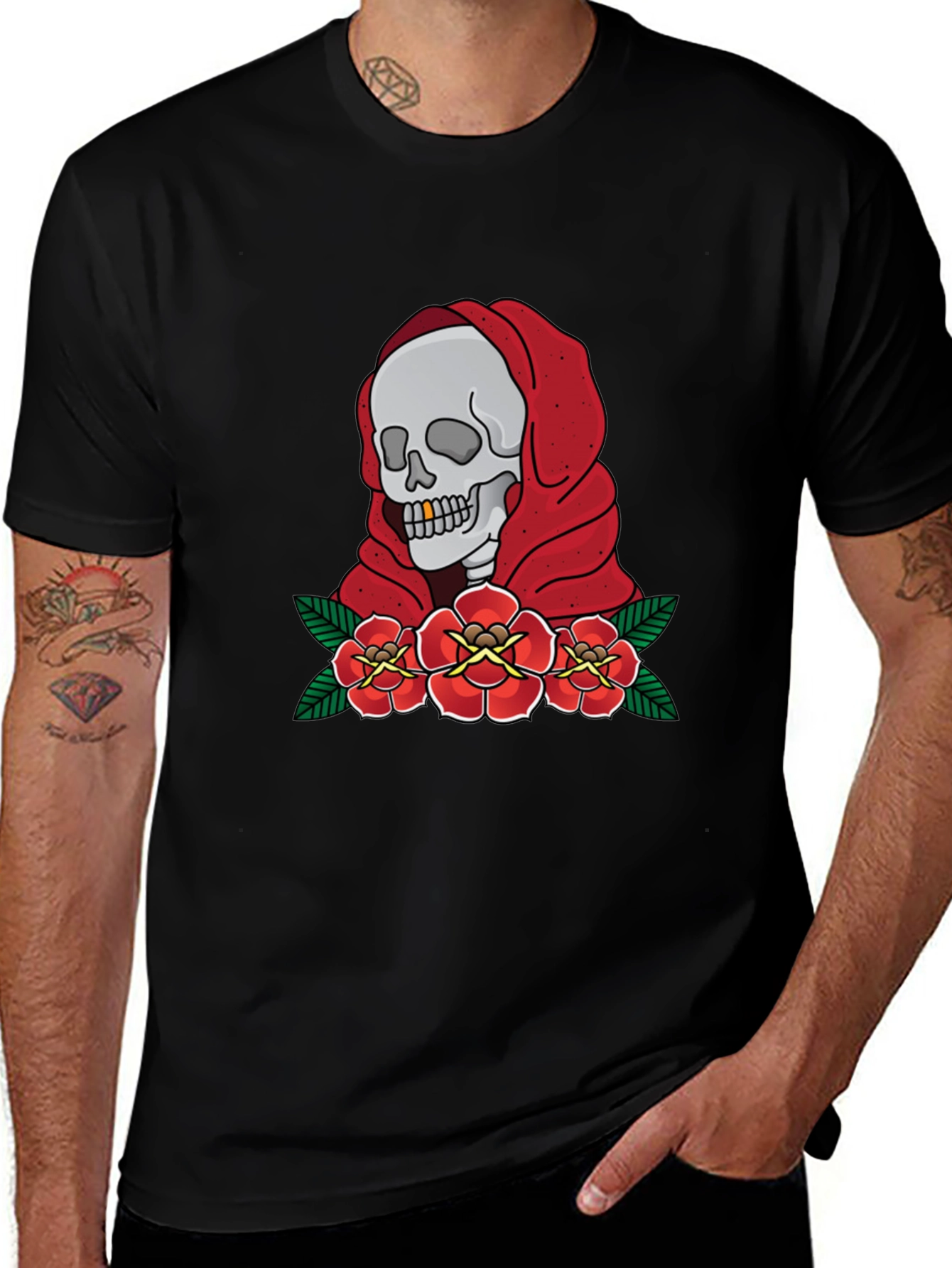 Variant 17 of Skull & Roses Graphic T-Shirt