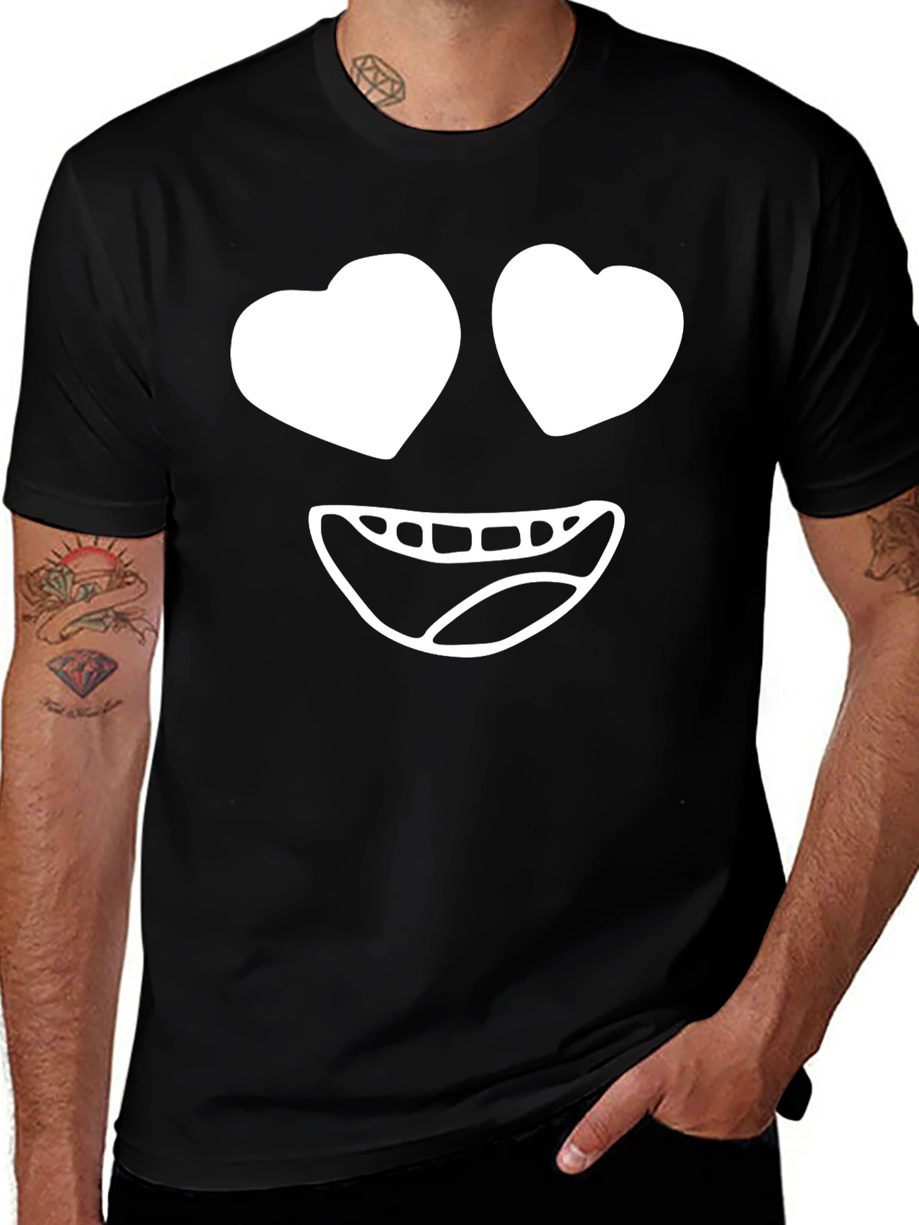 Variant 4 of Heart Eyes Emoji Black T-Shirt