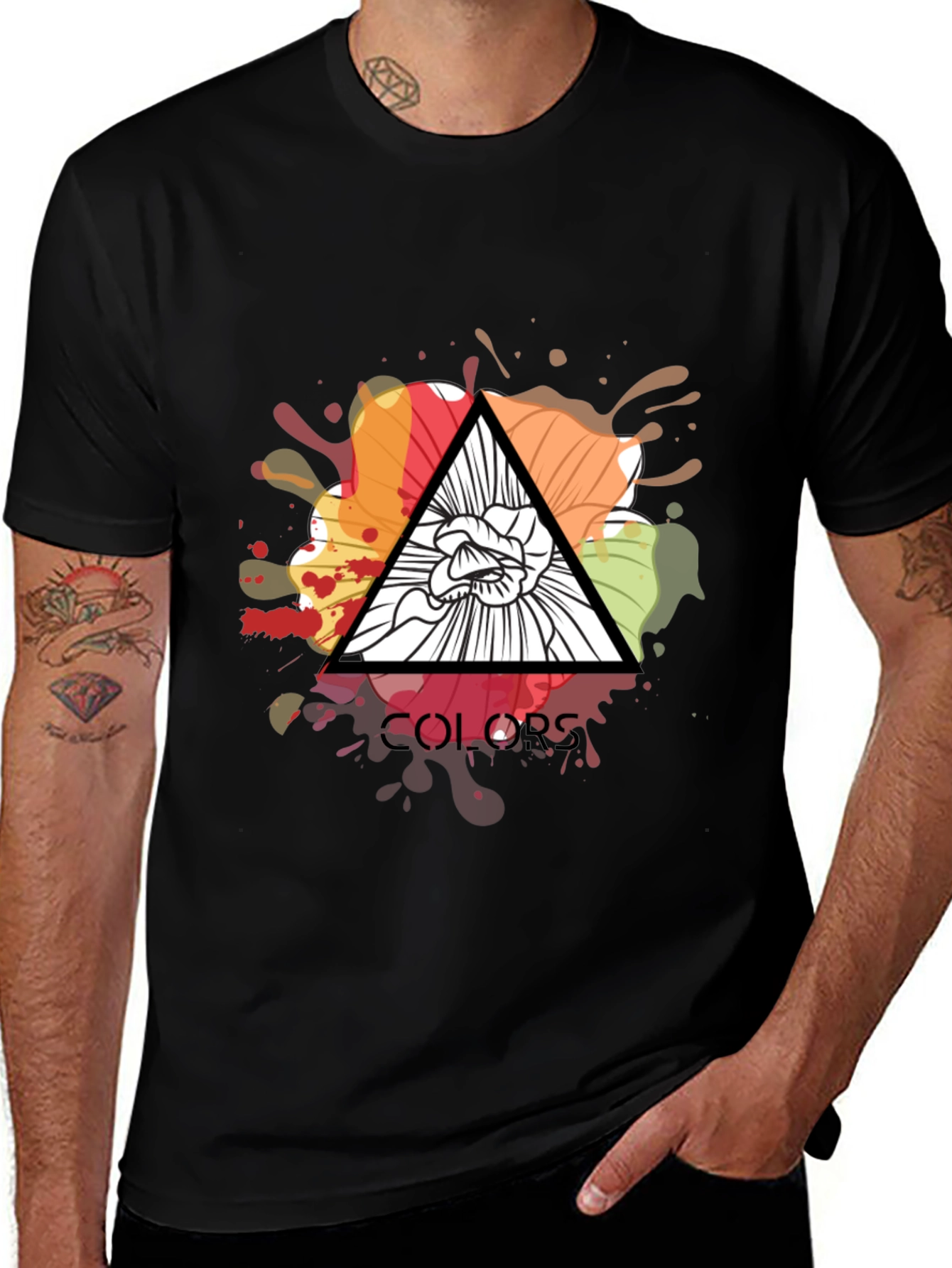 Variant 16 of Abstract Floral Graphic Tee - Colors Triangle Design