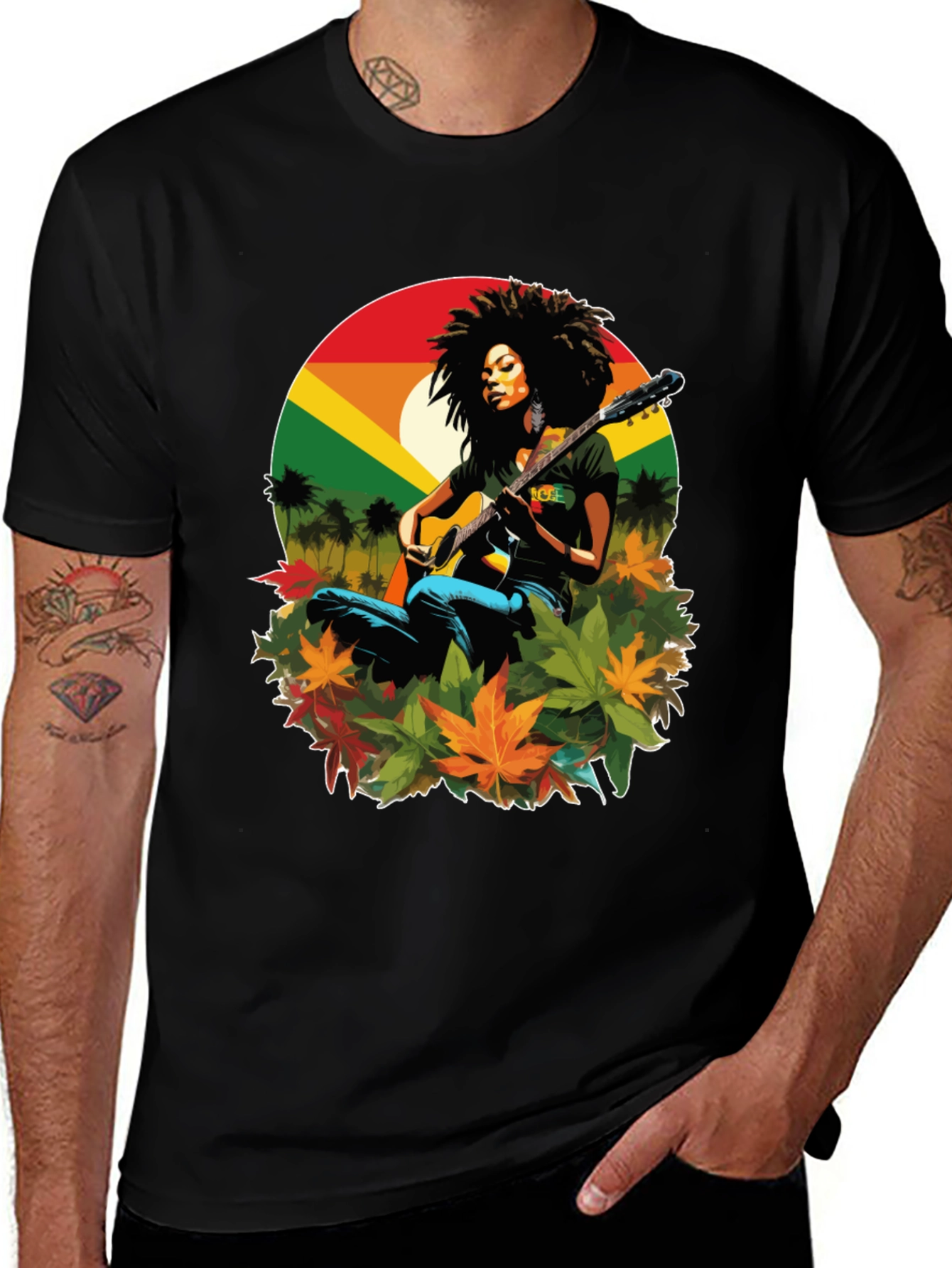 Variant 17 of Rasta Woman Guitar Graphic Tee