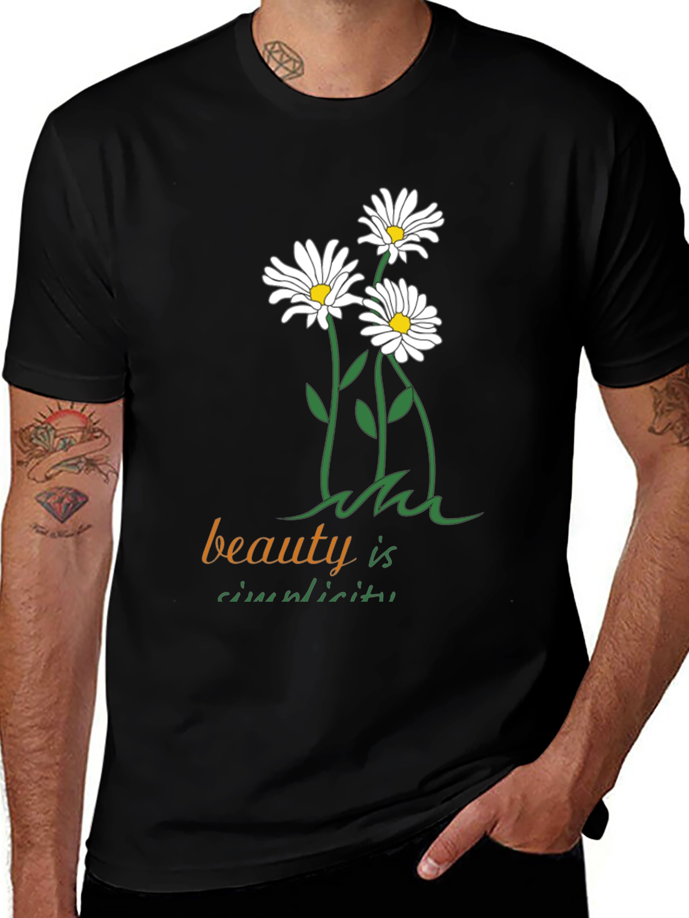 Variant 12 of Beauty Simplicity Graphic Tee - Black Cotton T-Shirt
