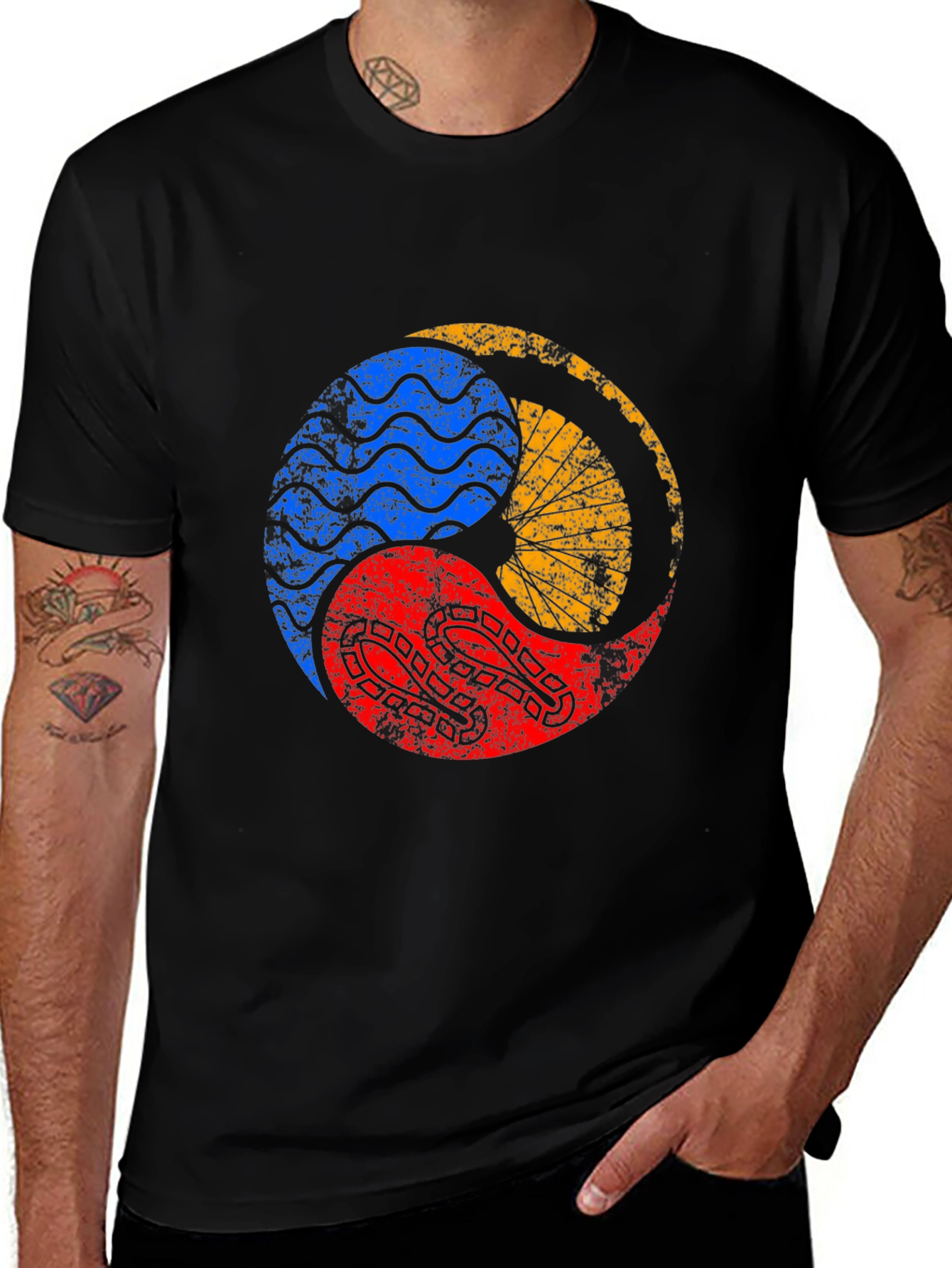Yin Yang Elements Graphic Tee - Black