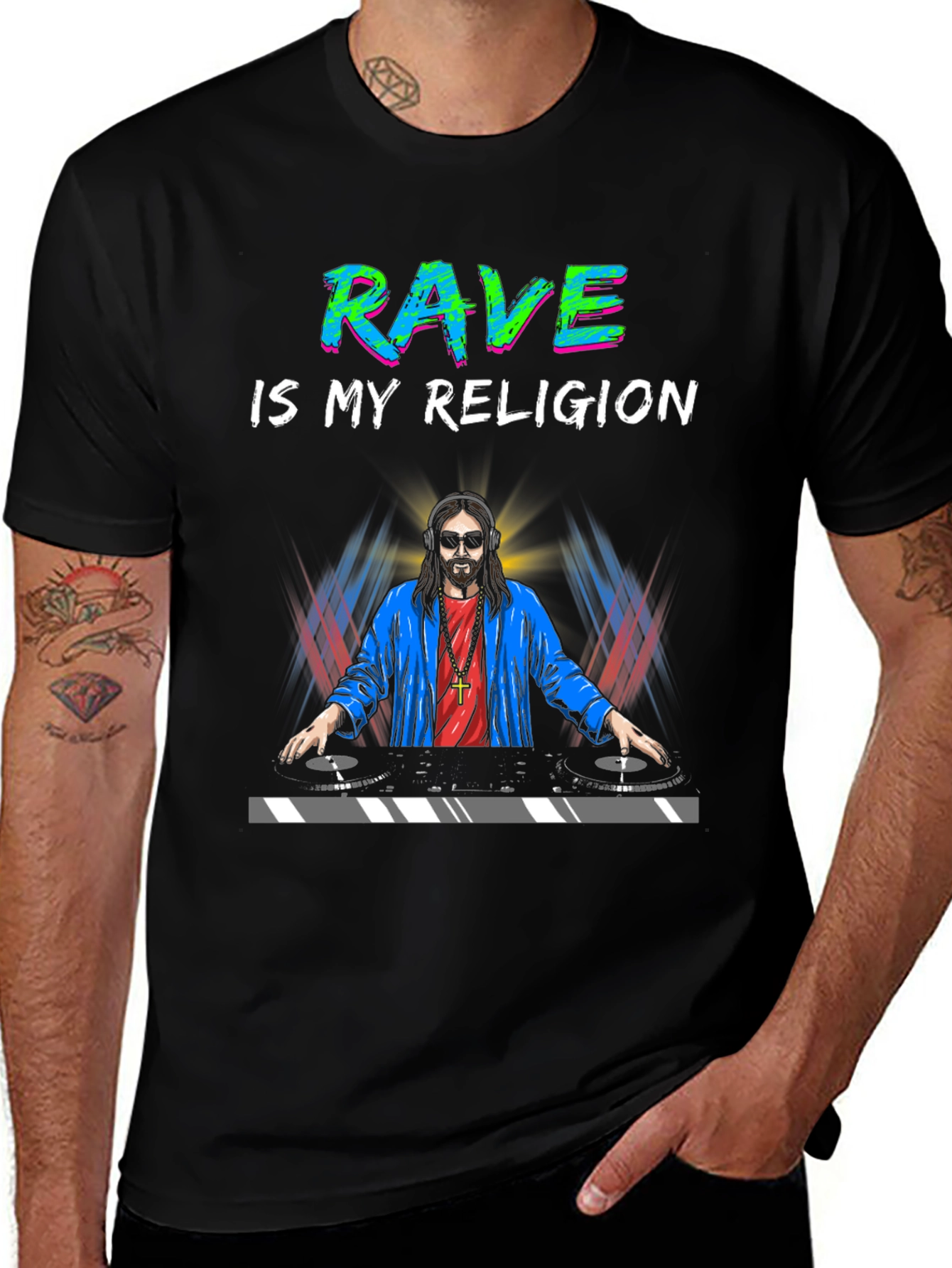 Variant 24 of Rave is My Religion DJ Jesus Graphic T-Shirt