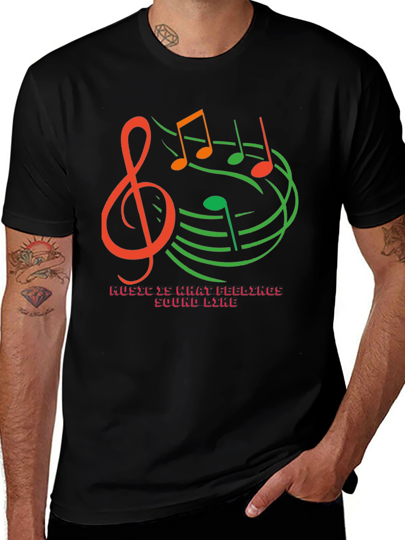 Variant 20 of Musical Notes Graphic Tee - 'Music Is What Feelings Sound Like'