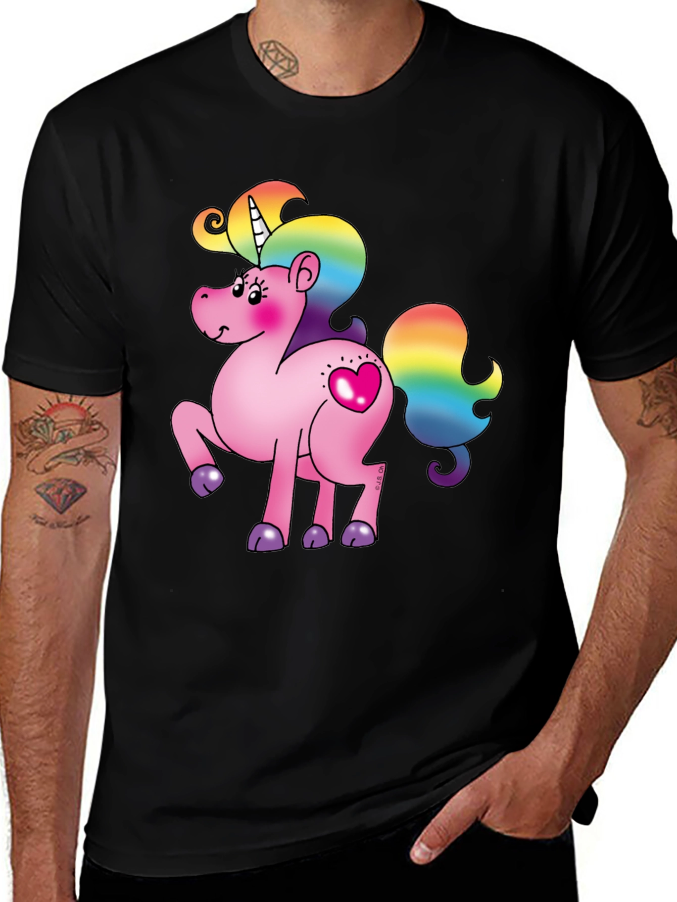 Variant 26 of Unicorn T-Shirt - Rainbow Mane Pink Cartoon Tee