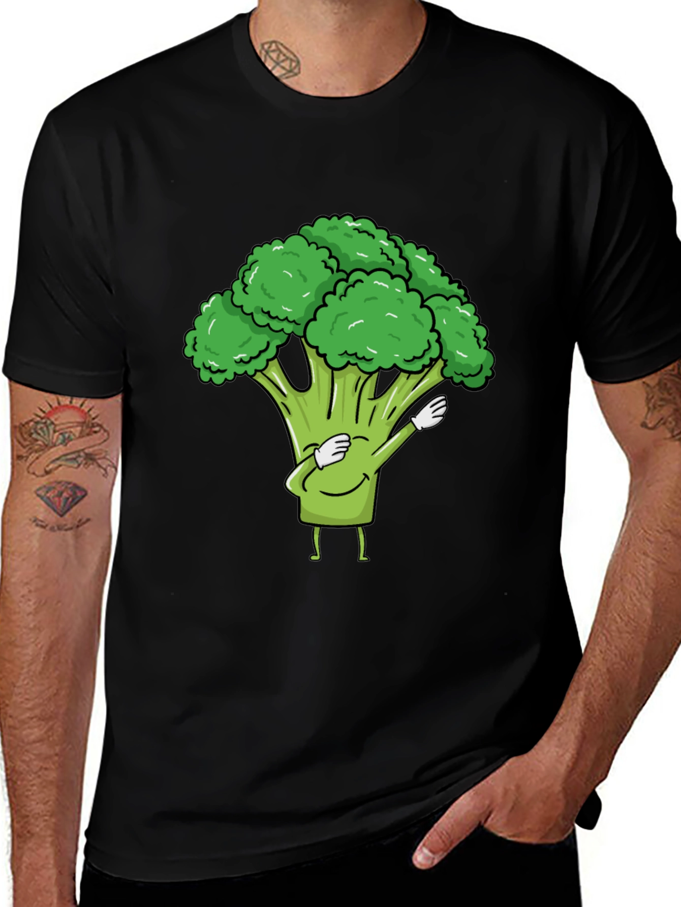 Variant 15 of Broccoli Dab Black T-Shirt - Fun Vegetable Tee