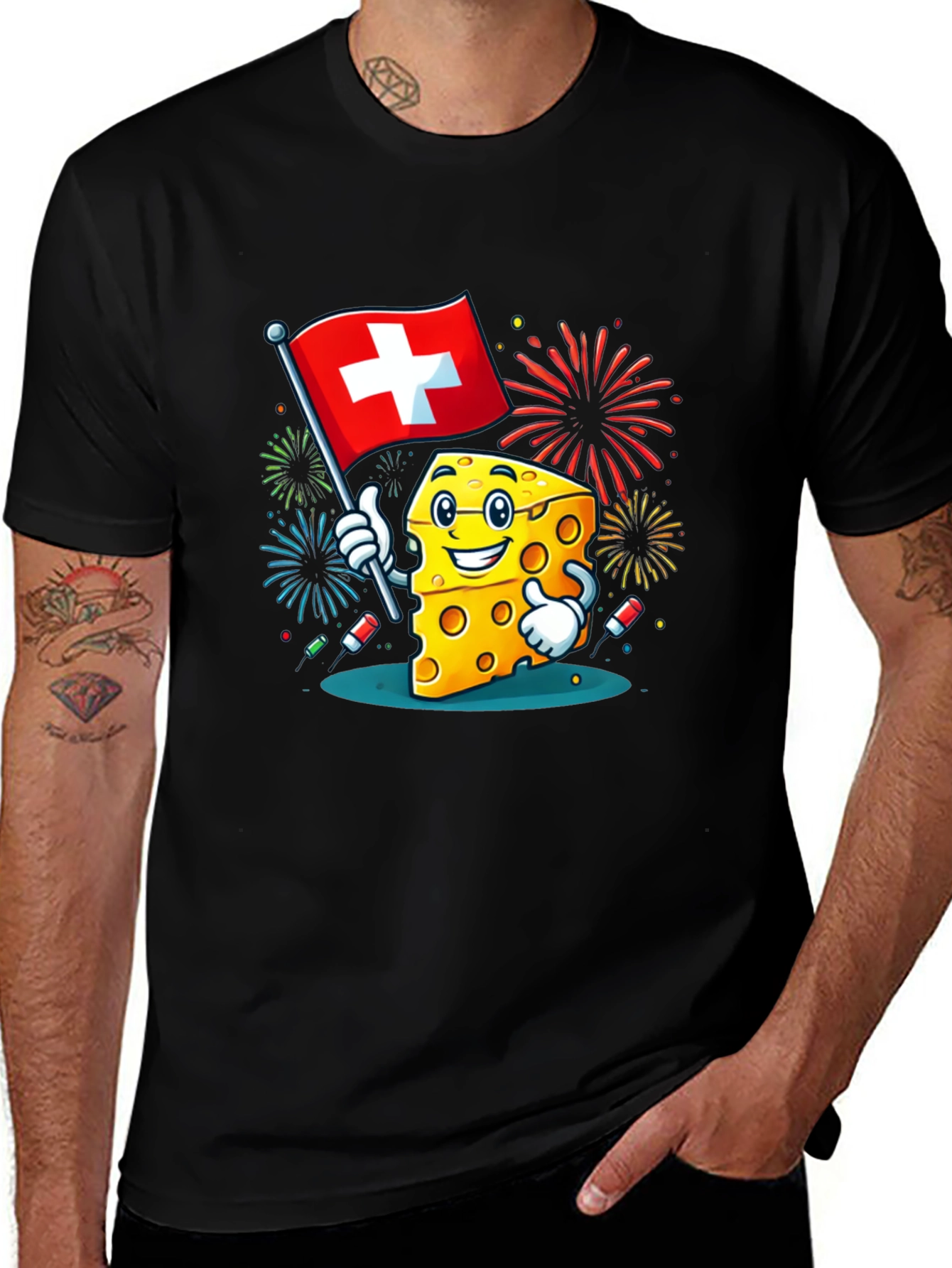 Variant 23 of Swiss Cheese Cartoon Graphic T-Shirt
