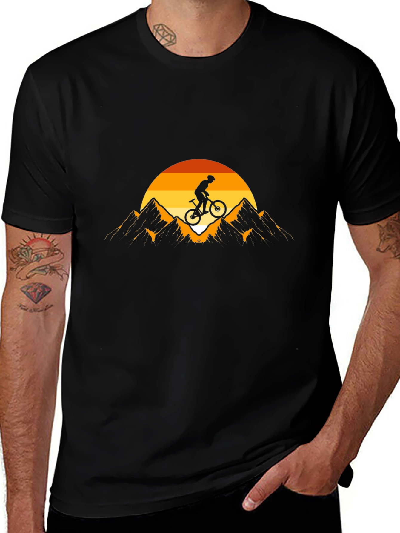 Variant 11 of Mountain Biker Sunset Graphic Tee - Black
