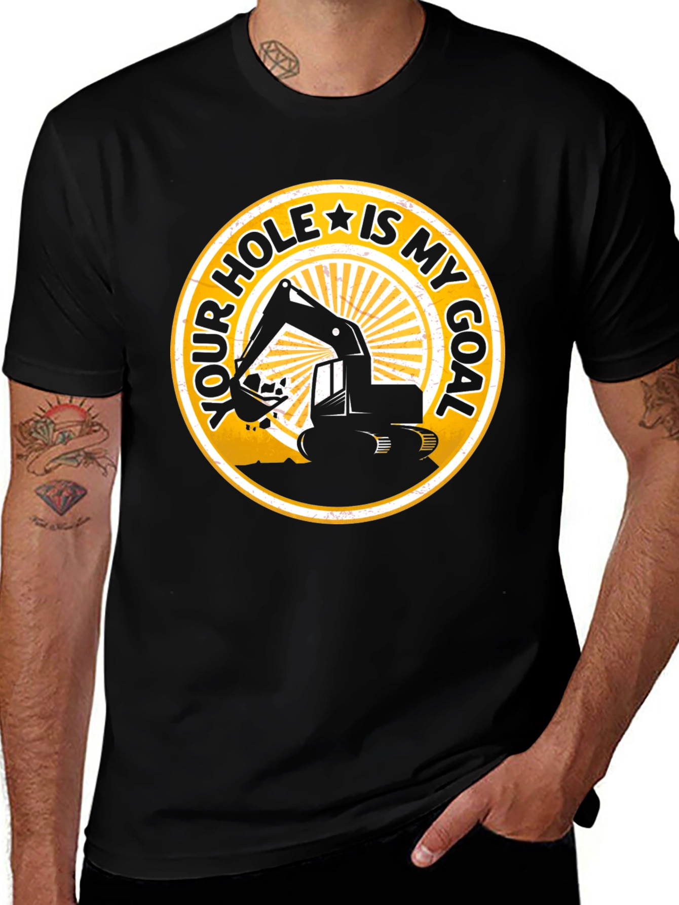 Variant 5 of Your Hole Is My Goal Funny Excavator T-Shirt
