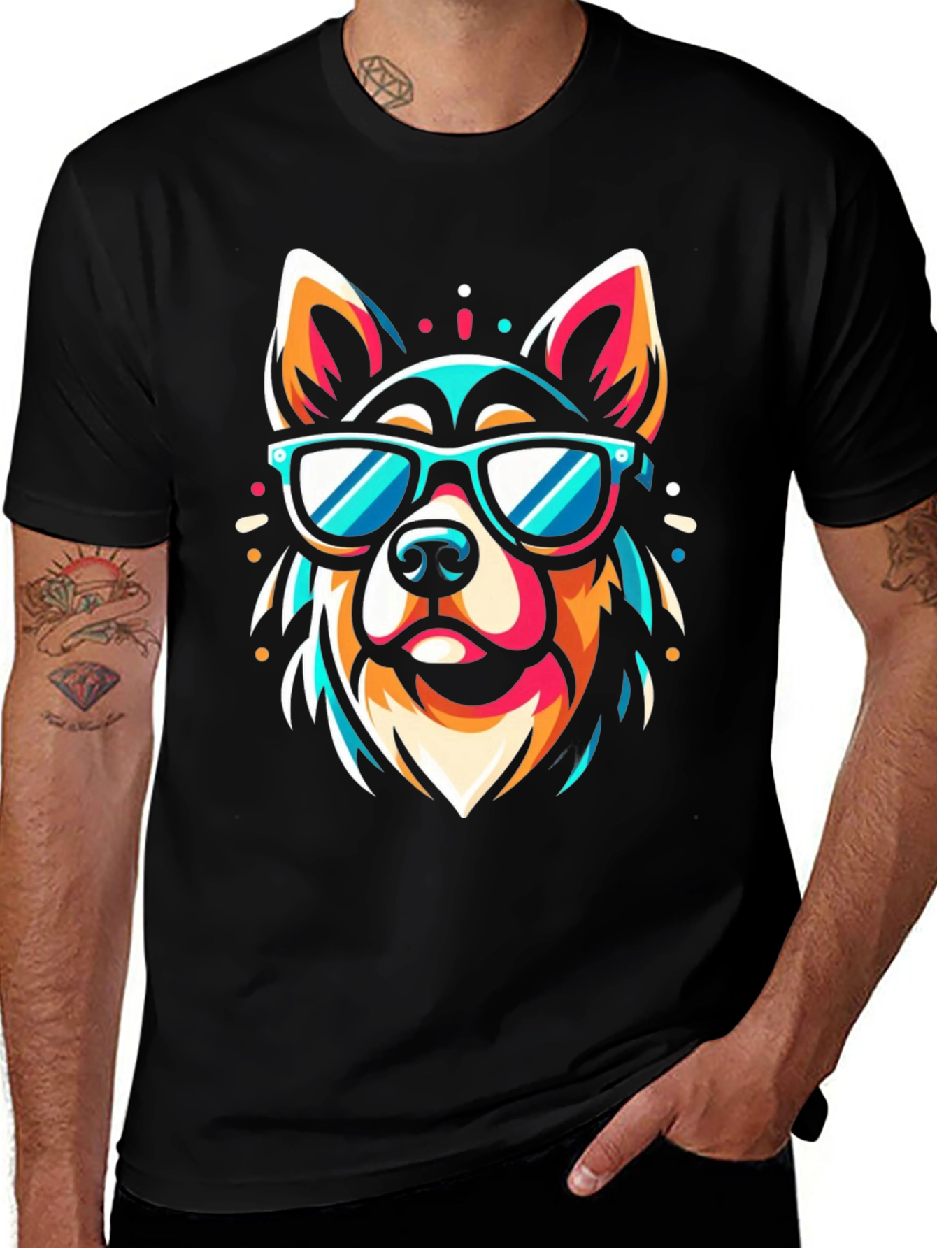 Variant 17 of Cool Dog Graphic T-Shirt - Black