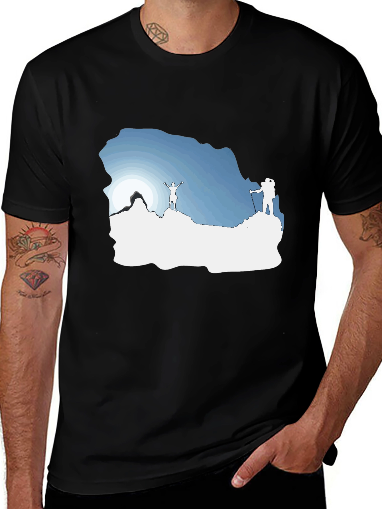 Variant 27 of Mountain Climbers Graphic Tee - Black Crew Neck