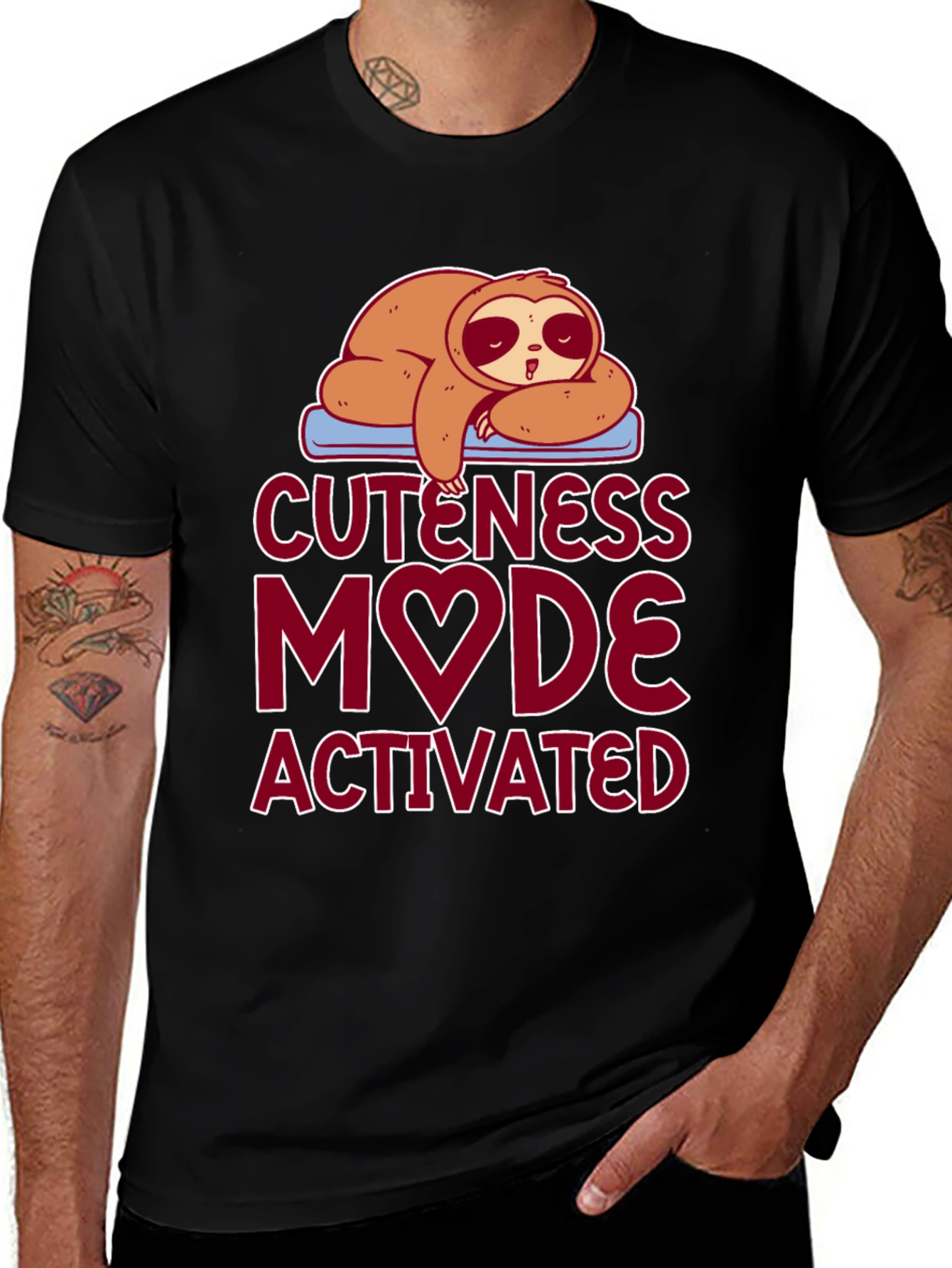 Variant 14 of Cuteness Mode Activated Sloth Graphic Tee