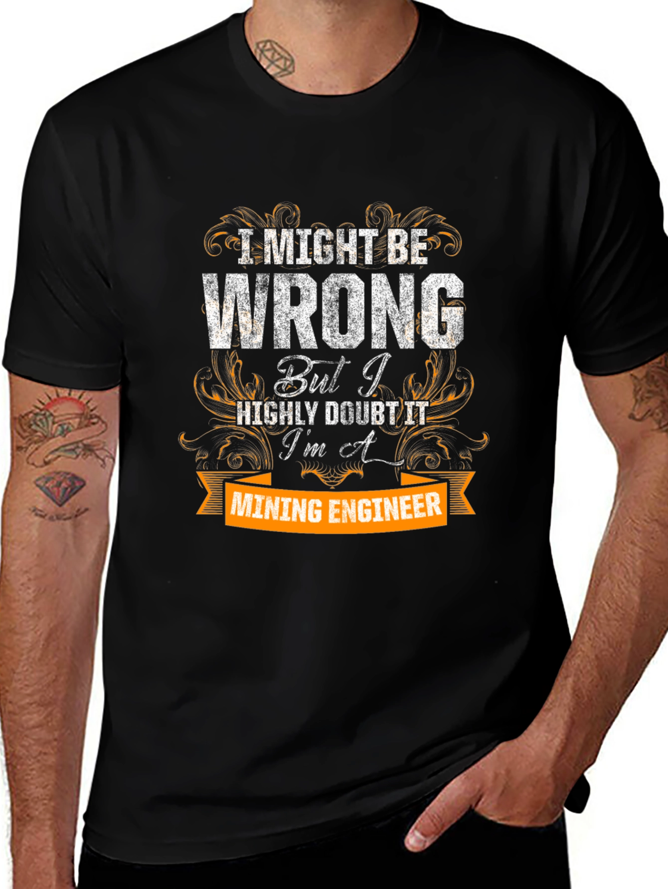 Black Mining Engineer T-Shirt main image