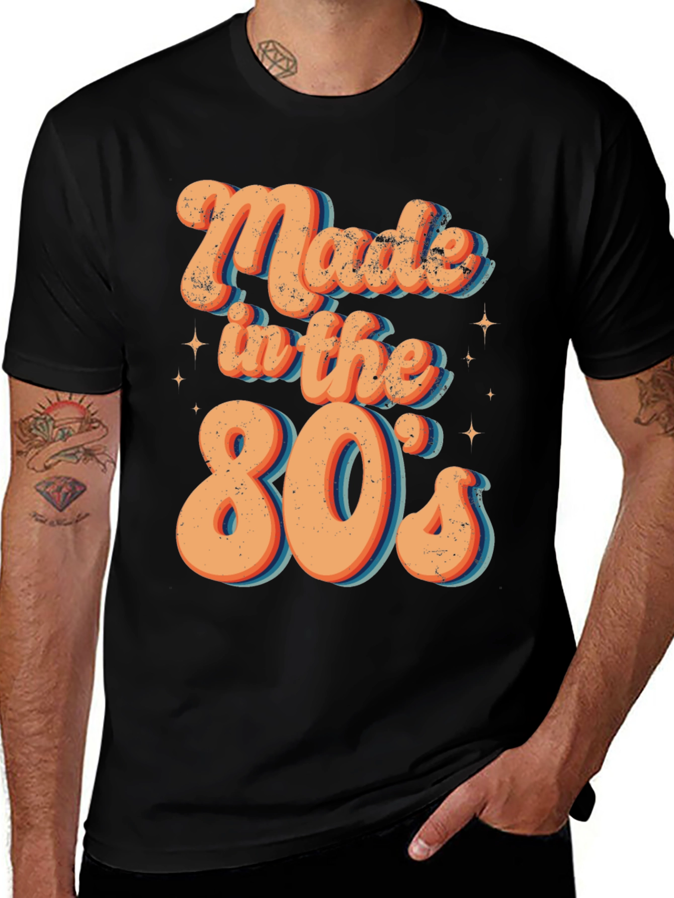 Variant 12 of Retro 'Made in the 80's' Black Graphic T-Shirt