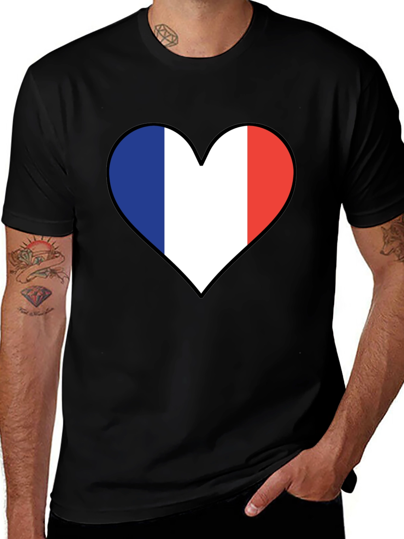 French Flag Heart T-Shirt - Show Your Love for France