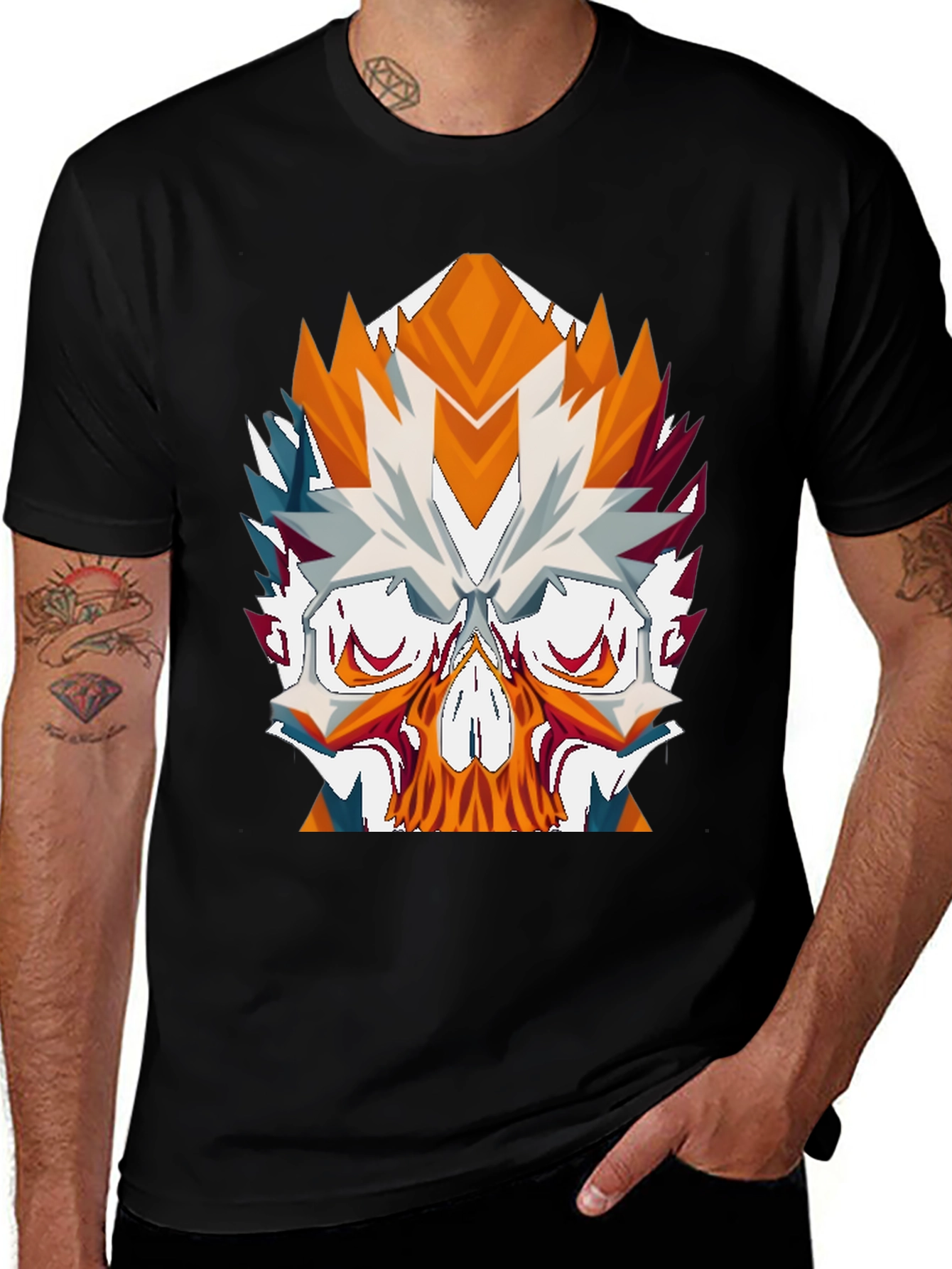Variant 15 of Geometric Skull Graphic Tee - Modern Streetwear Style