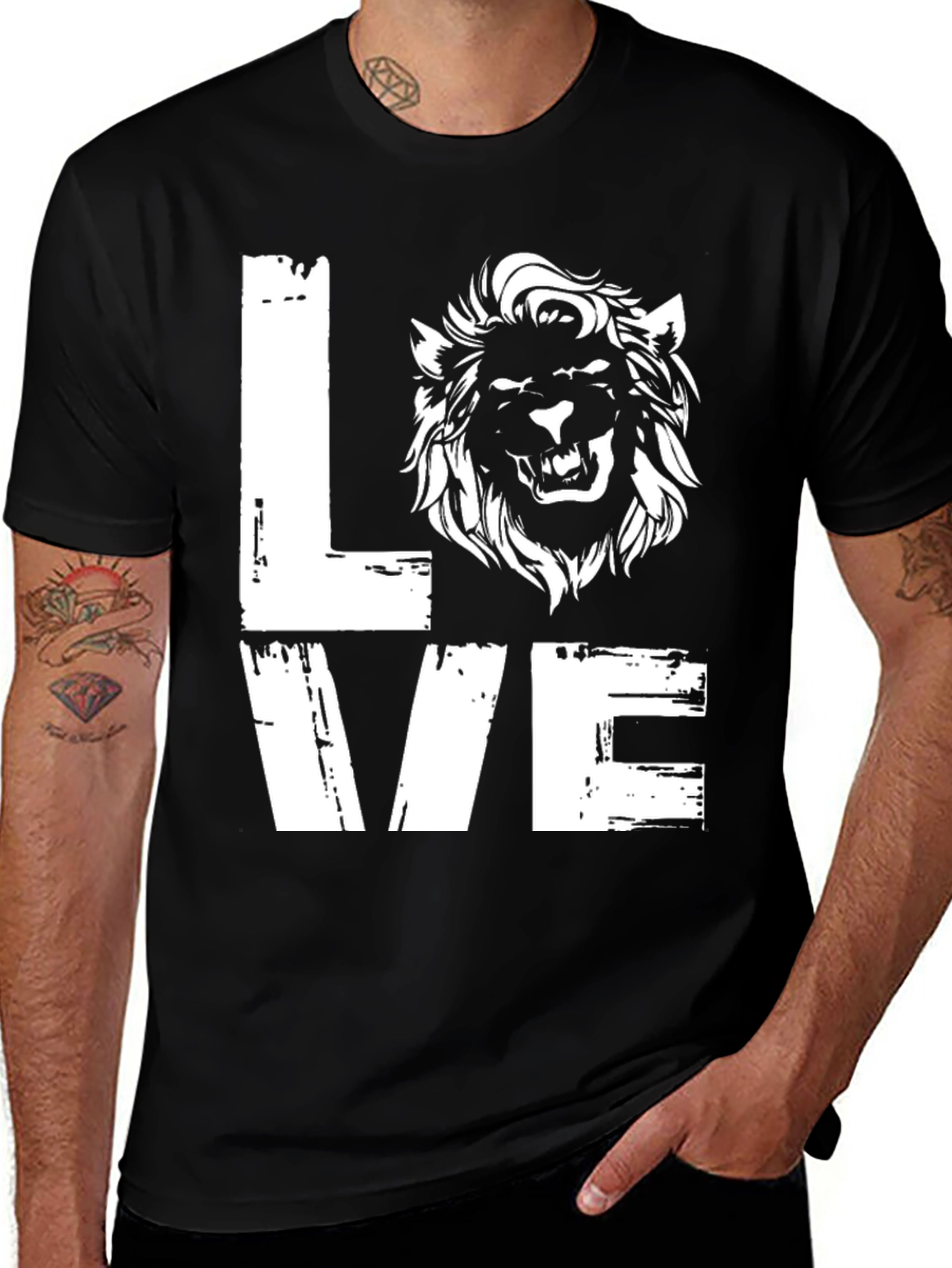 Variant 27 of Love Lion Graphic Tee - Mens Black T-Shirt