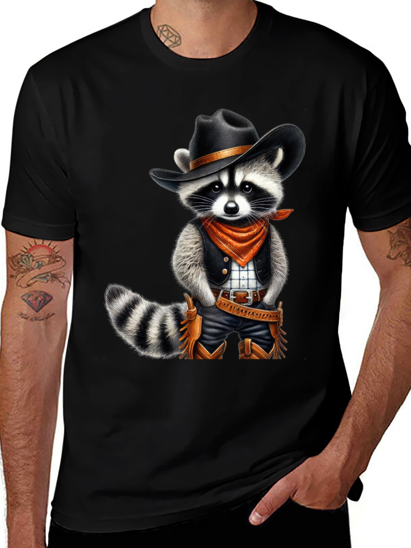 Variant 9 of Cowboy Raccoon T-Shirt - Western Style Animal Tee