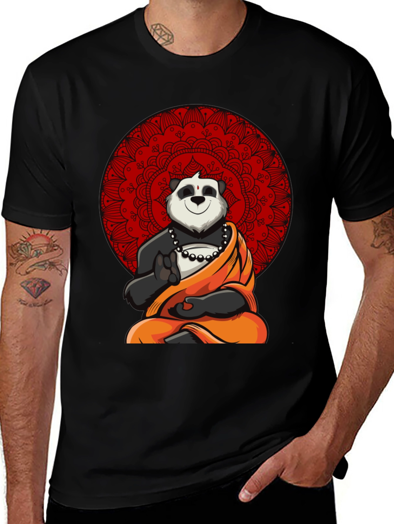 Variant 14 of Zen Panda T-Shirt - Meditating Panda Mandala Tee