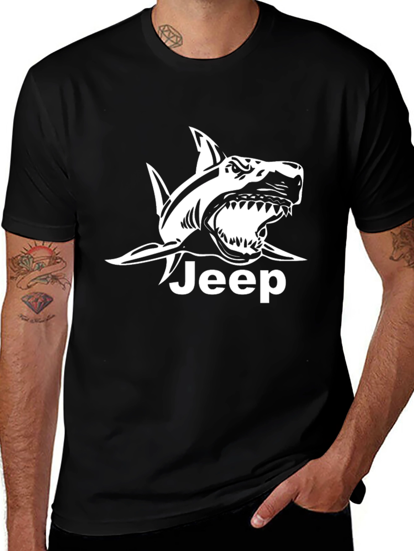 Variant 27 of Jeep Shark Graphic Tee - Black Cotton T-Shirt