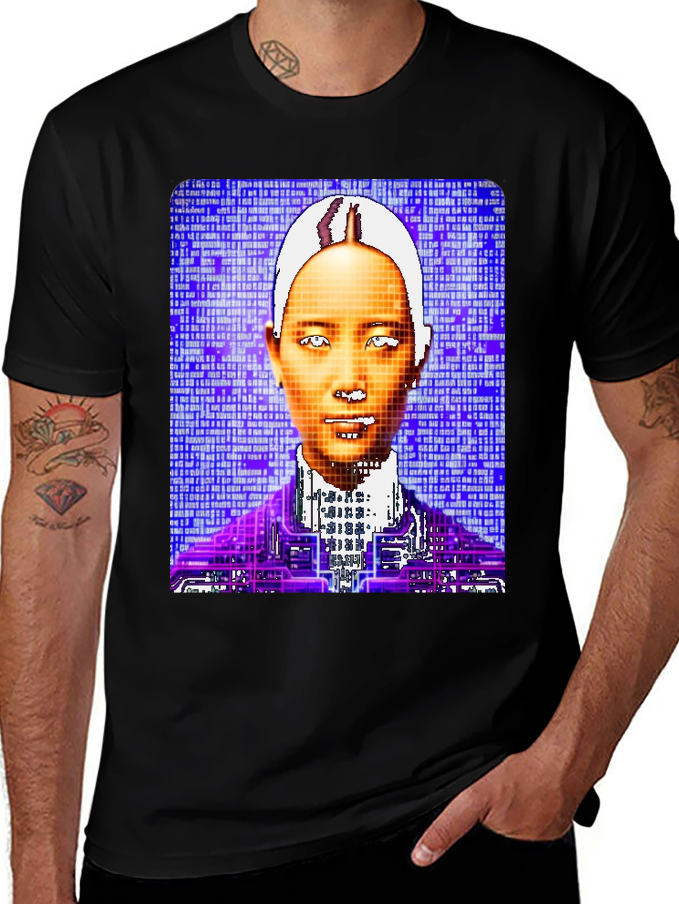 Variant 29 of Cyberpunk AI Portrait Black T-Shirt