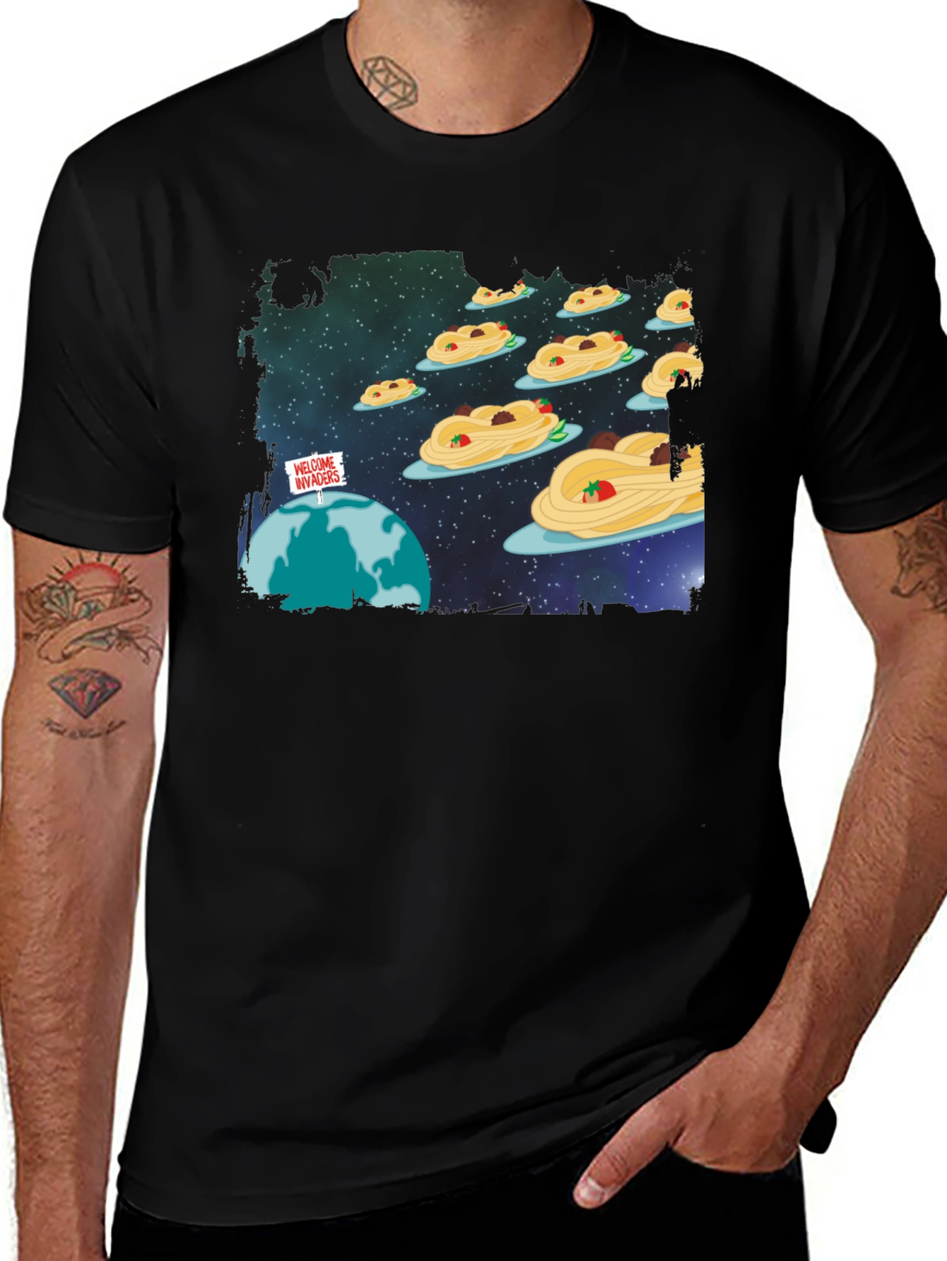 Spaghetti Invasion T-Shirt - Humorous Graphic Tee