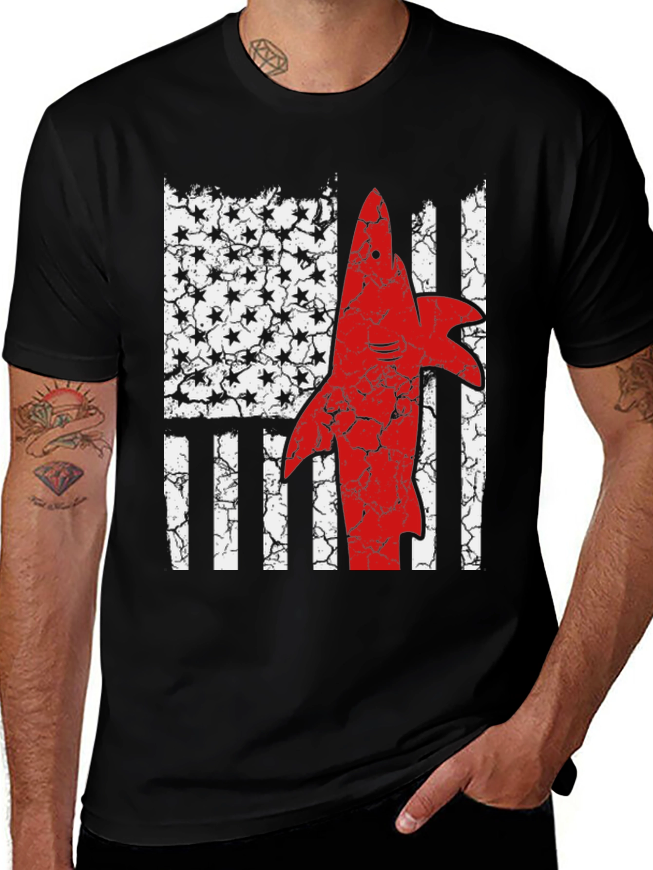 Variant 10 of American Flag Shark Graphic T-Shirt