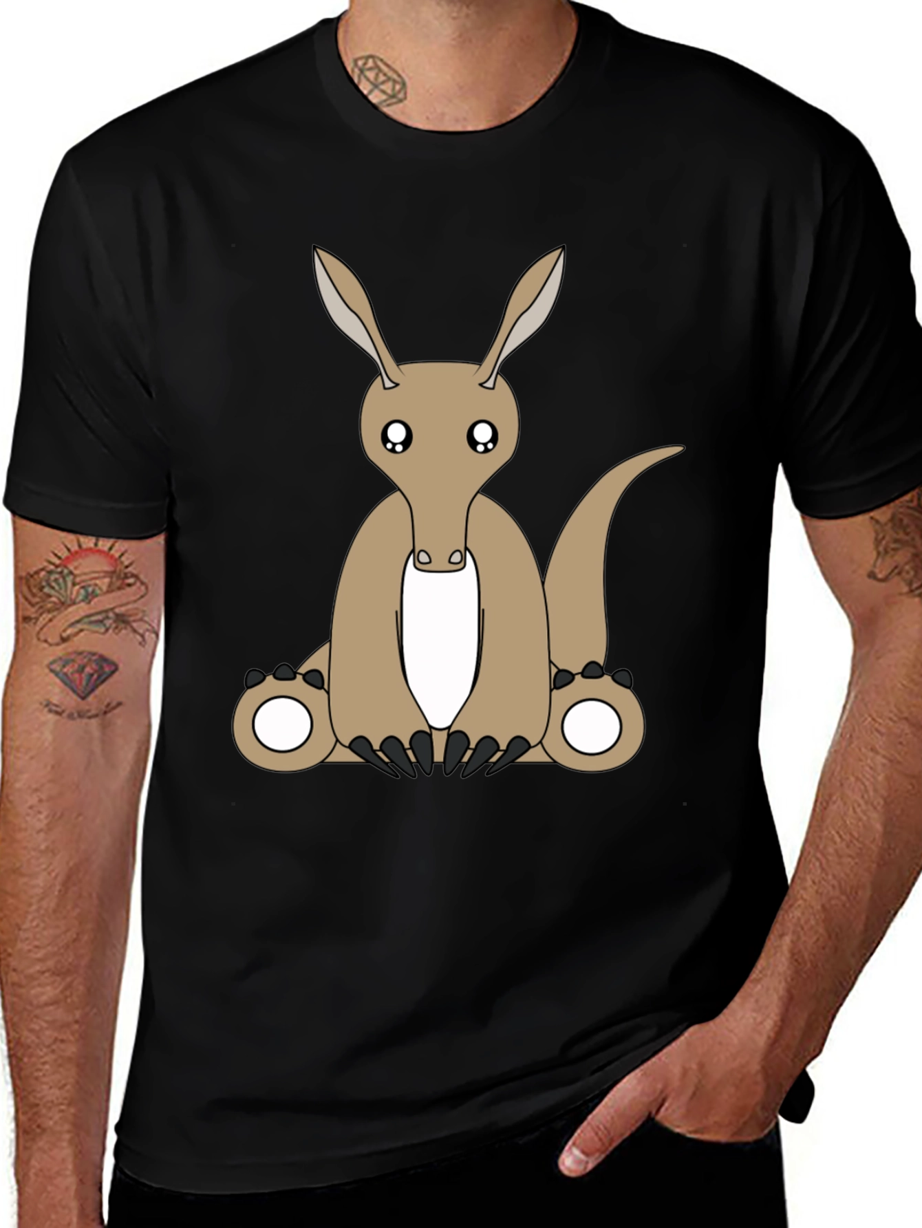 Variant 14 of Cartoon Aardvark Black T-Shirt