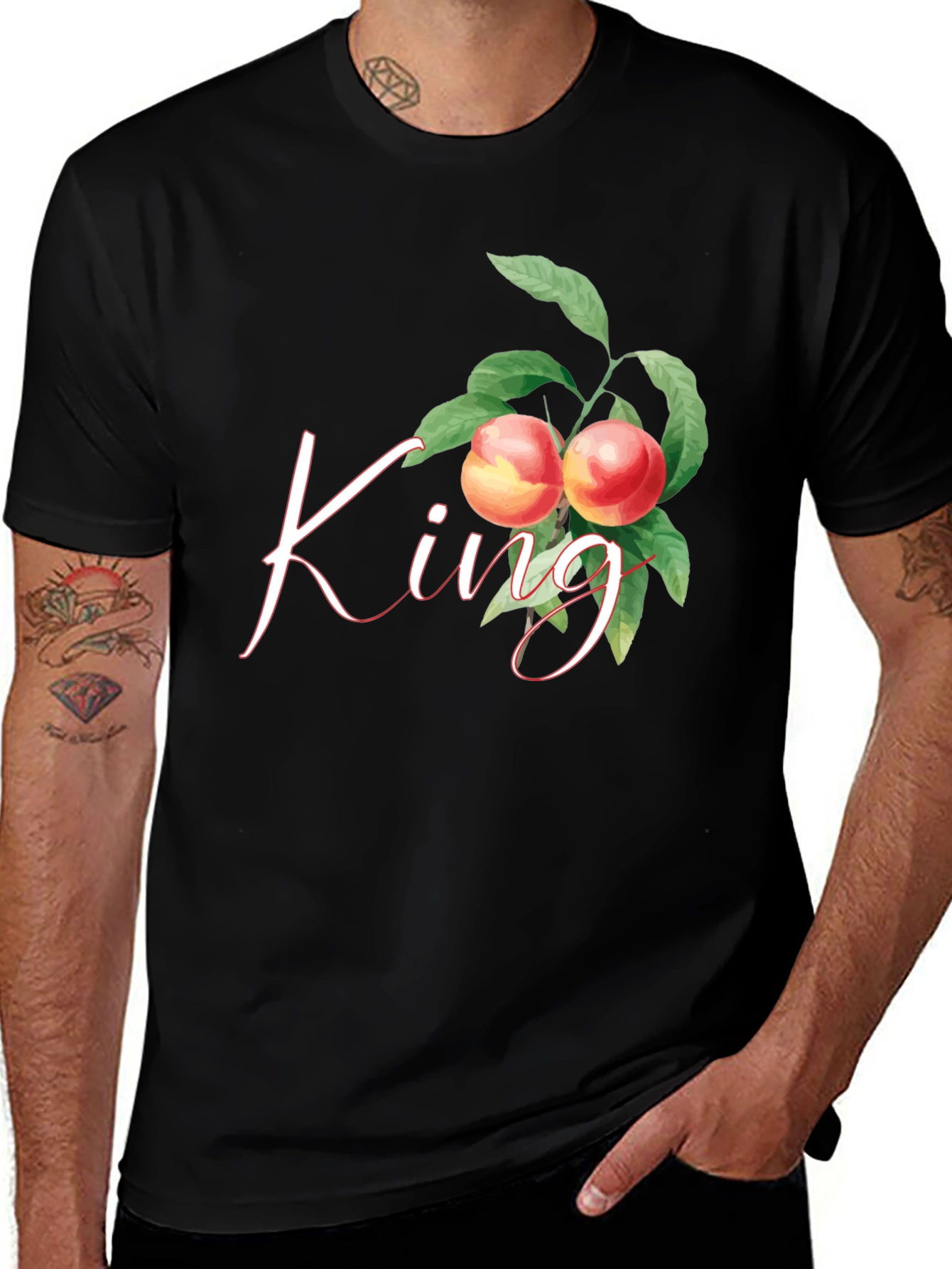 King Peach Black T-Shirt - Stylish & Unique Fruit Design
