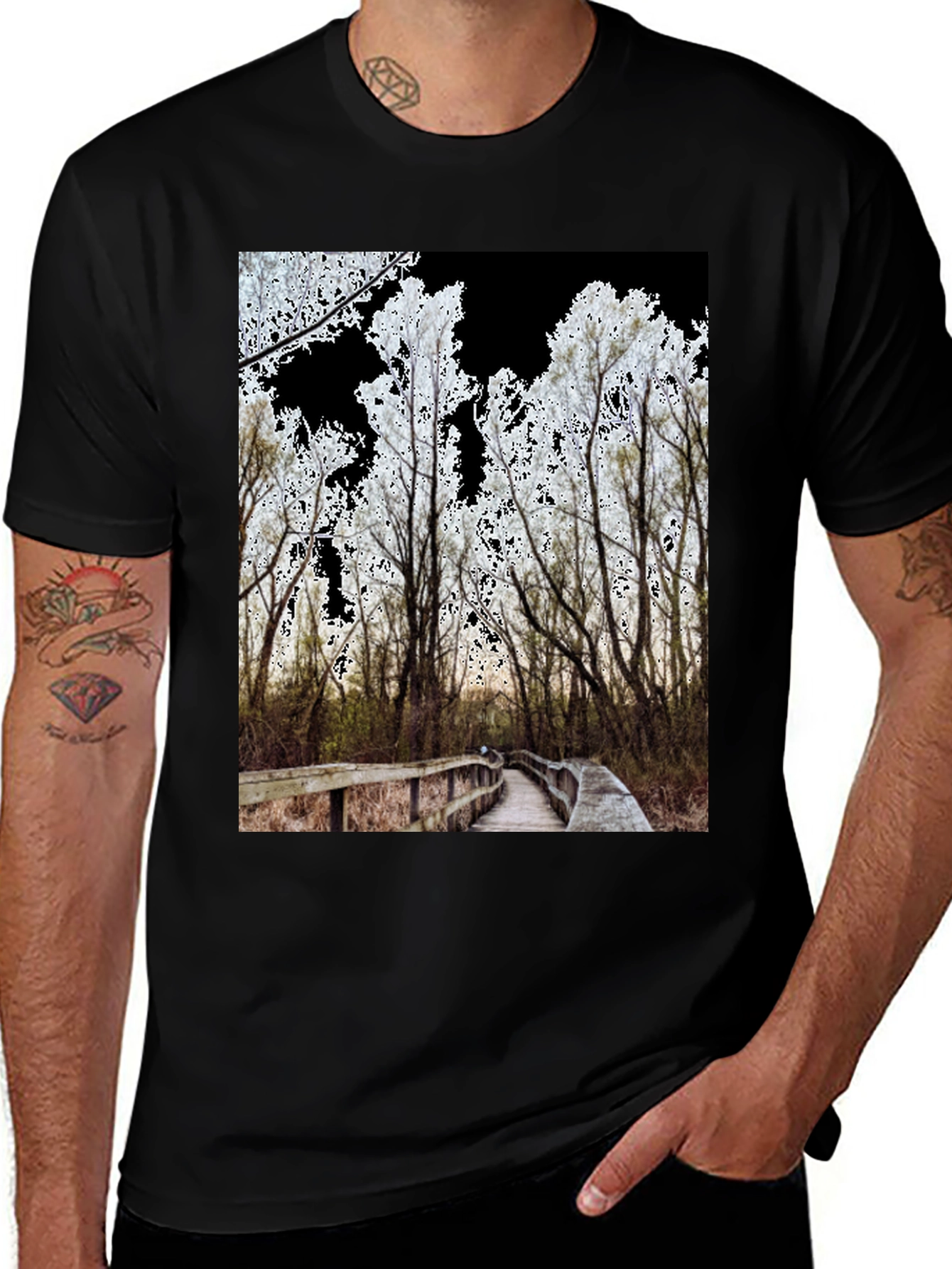 Variant 9 of Nature Boardwalk Graphic Tee - Black Cotton Casual Shirt