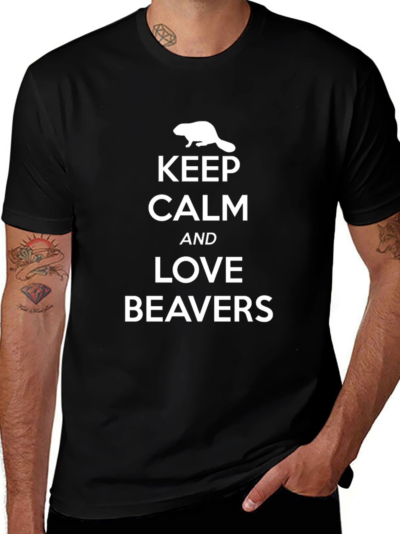 Variant 20 of Keep Calm & Love Beavers Funny Graphic T-Shirt