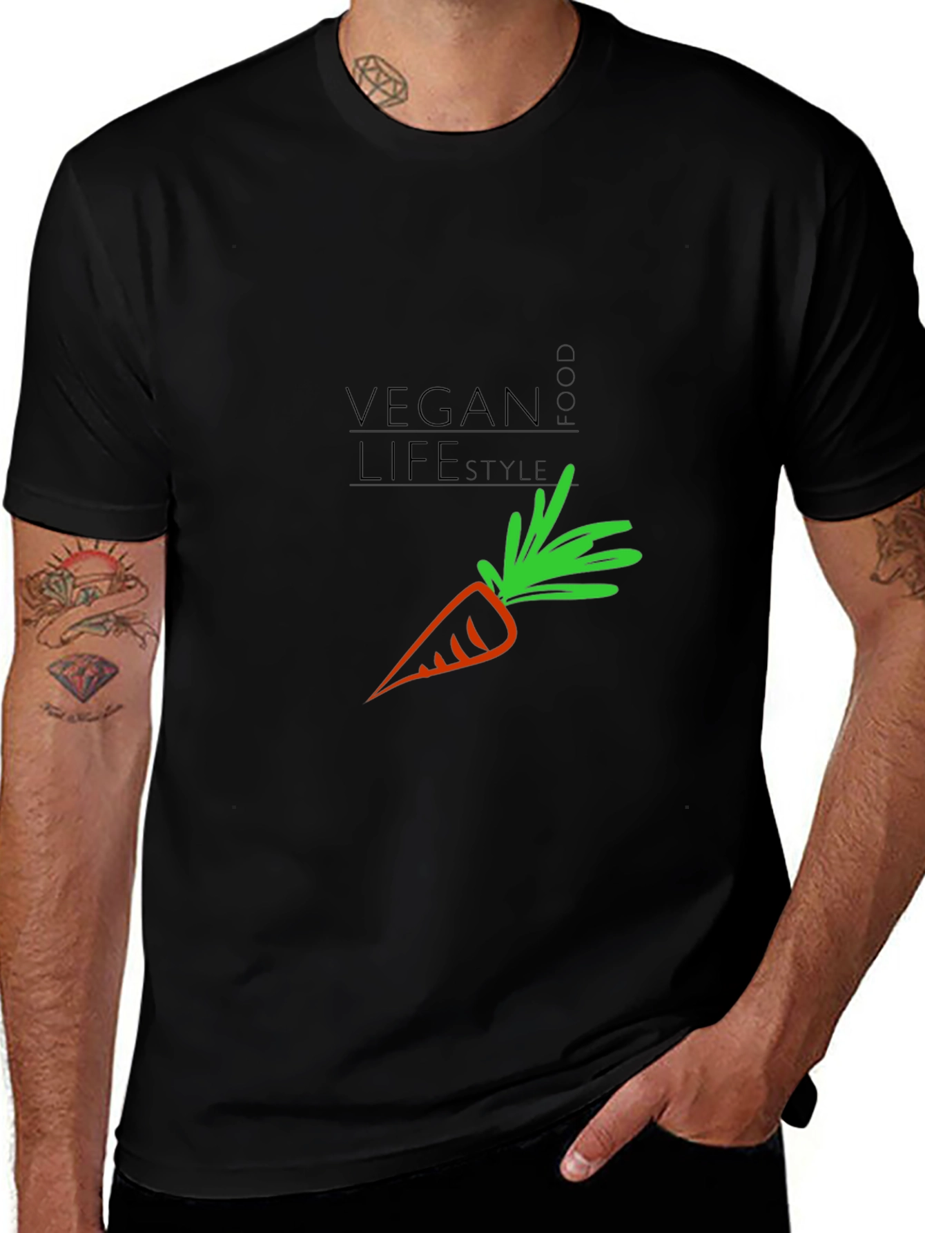 Vegan Lifestyle T-Shirt - Carrot Graphic Print
