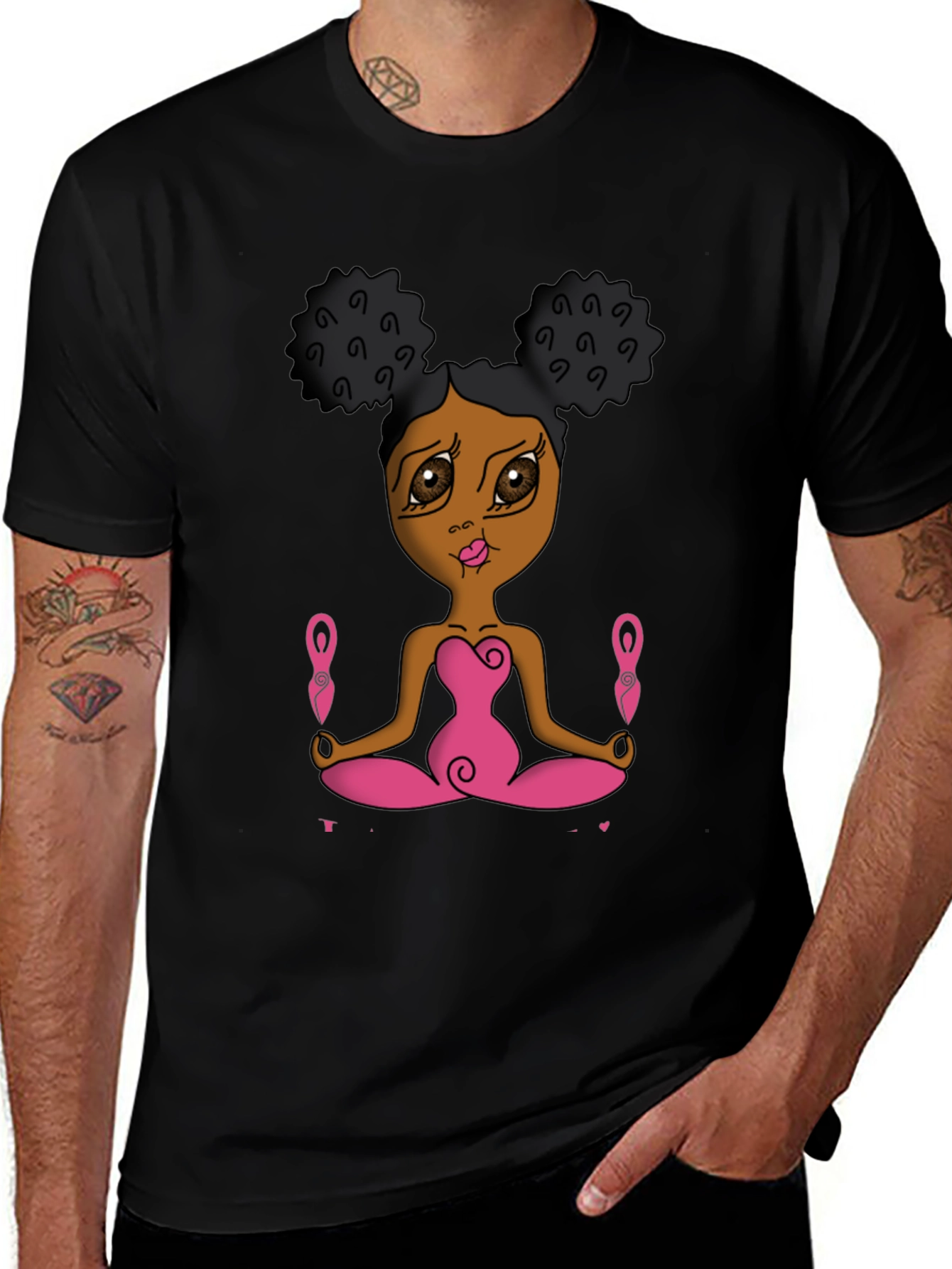 Variant 17 of Black Yoga Girl Tee - Empowering Comfort