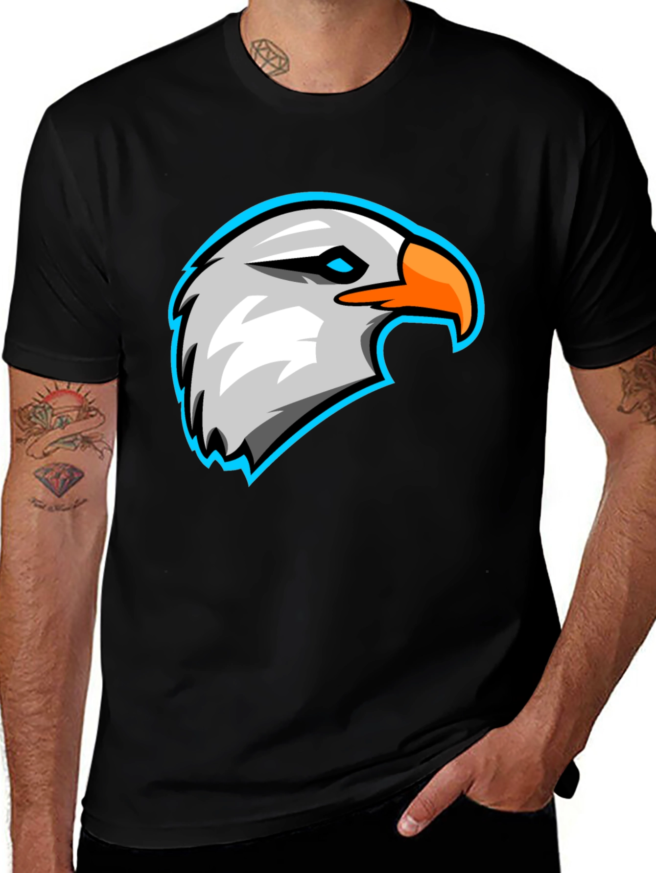 Variant 24 of Eagle Graphic Black T-Shirt - Cool Bird Tee