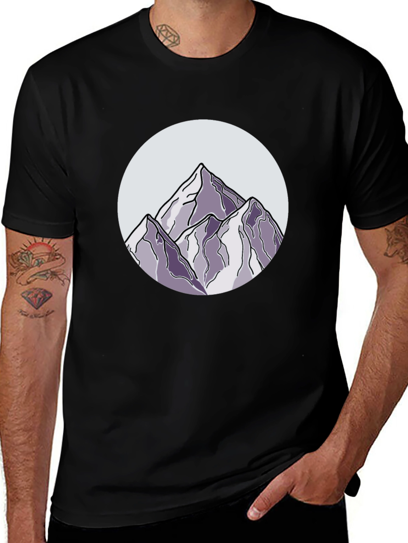 Variant 12 of Mountain Peak Graphic Tee - Black Cotton Casual Shirt