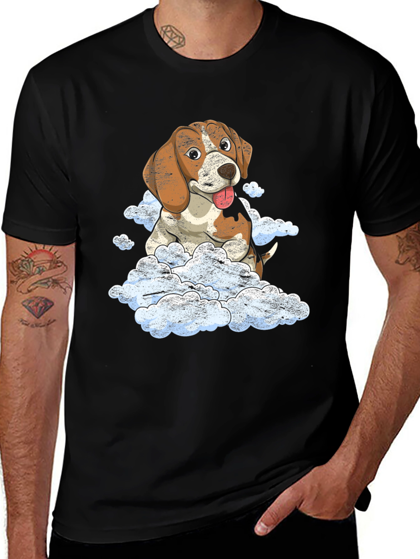 Variant 23 of Cute Beagle Dog on Clouds Graphic T-Shirt