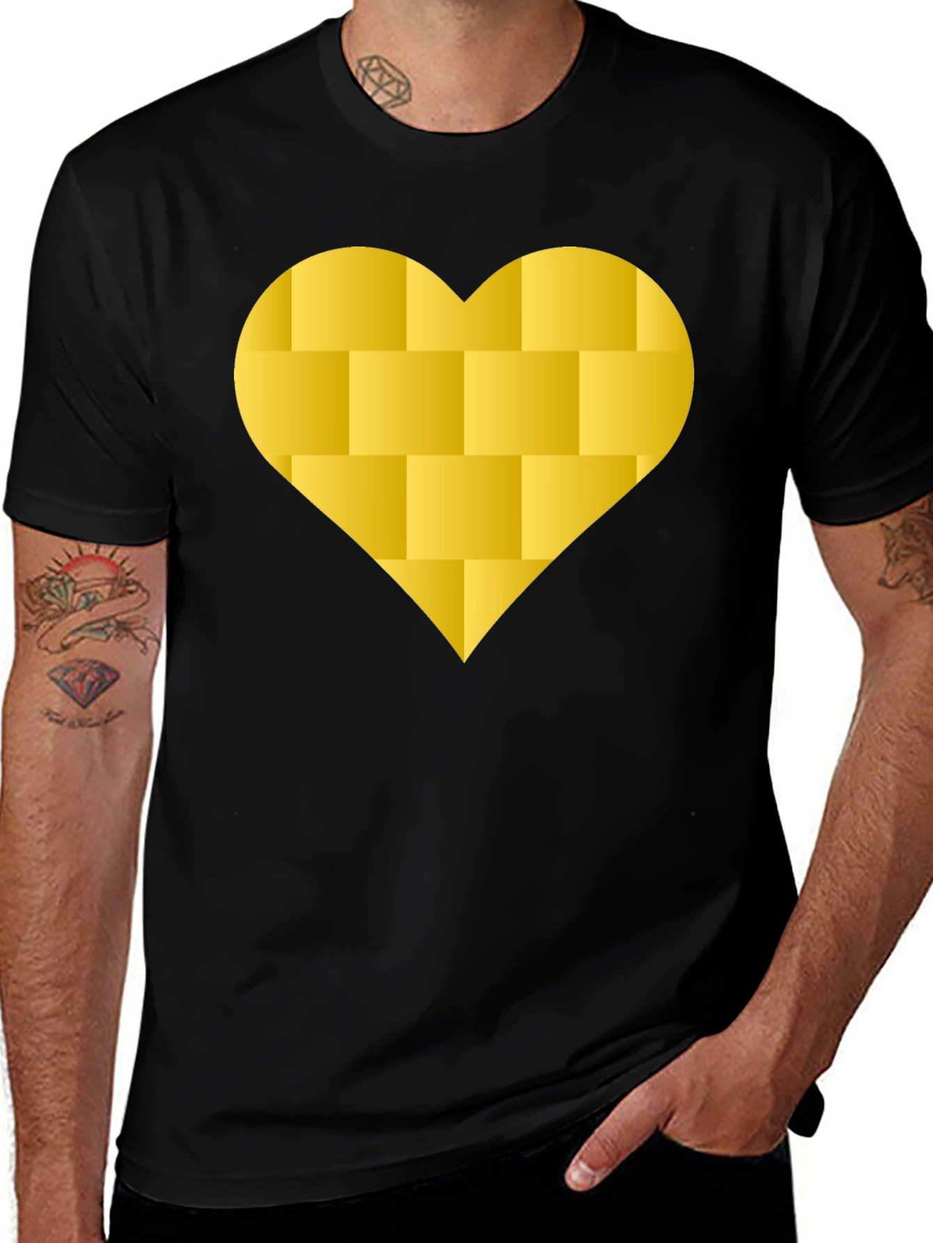 Variant 7 of Brick Heart Graphic Tee - Modern Black T-Shirt