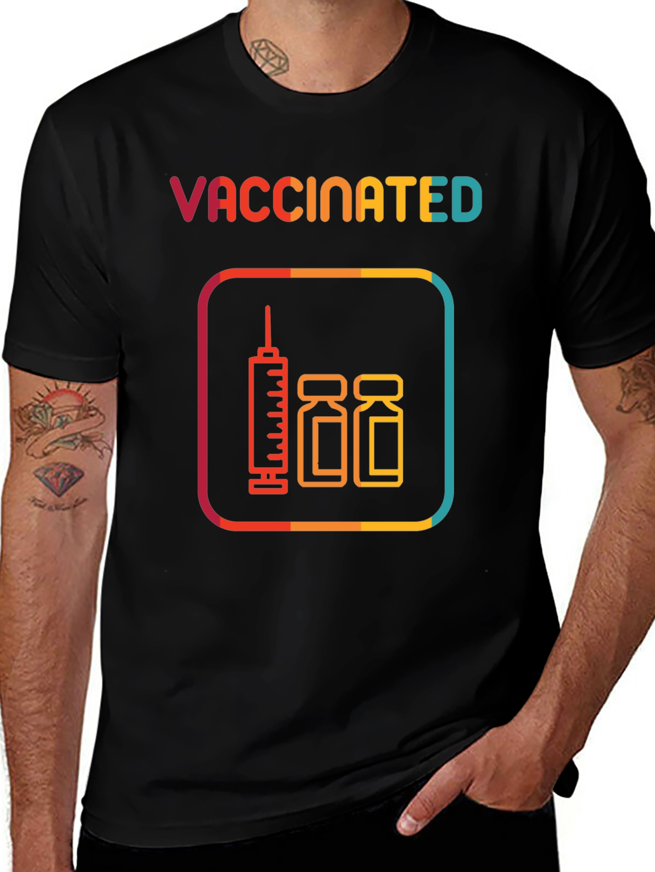 Variant 13 of Vaccinated Graphic Tee - Trendy, Comfortable, and Stylish!