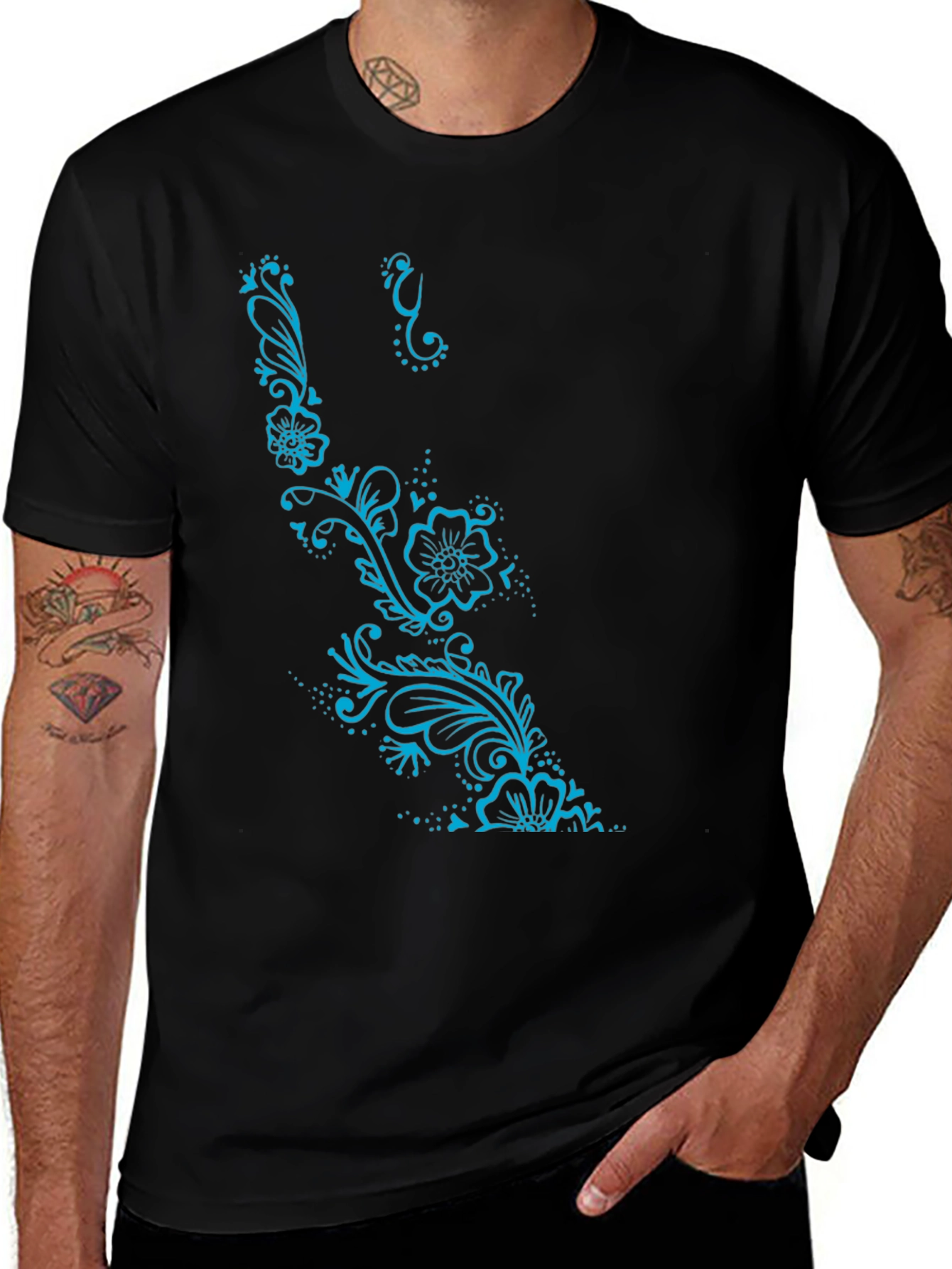 Variant 3 of Floral Design Black T-Shirt