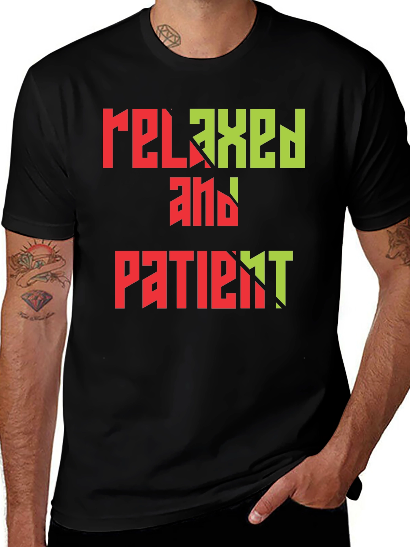 Variant 22 of Relaxed & Patient Graphic Tee - Black Cotton Comfort